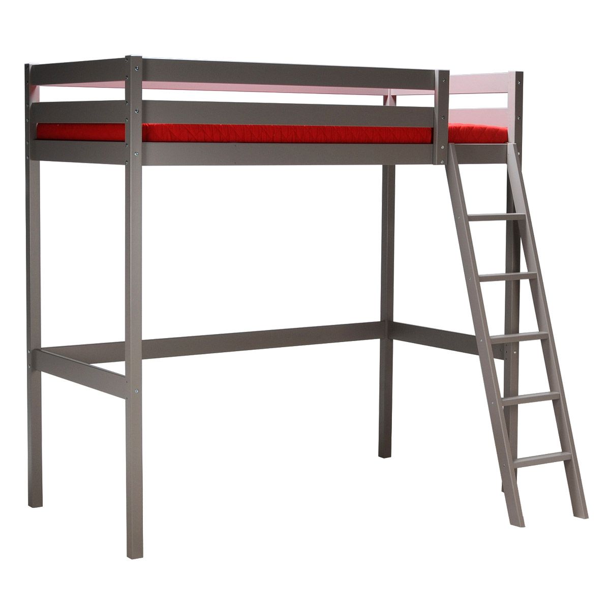 Lit Mezzanine 90 x 190 cm bois massif + sommier CITY