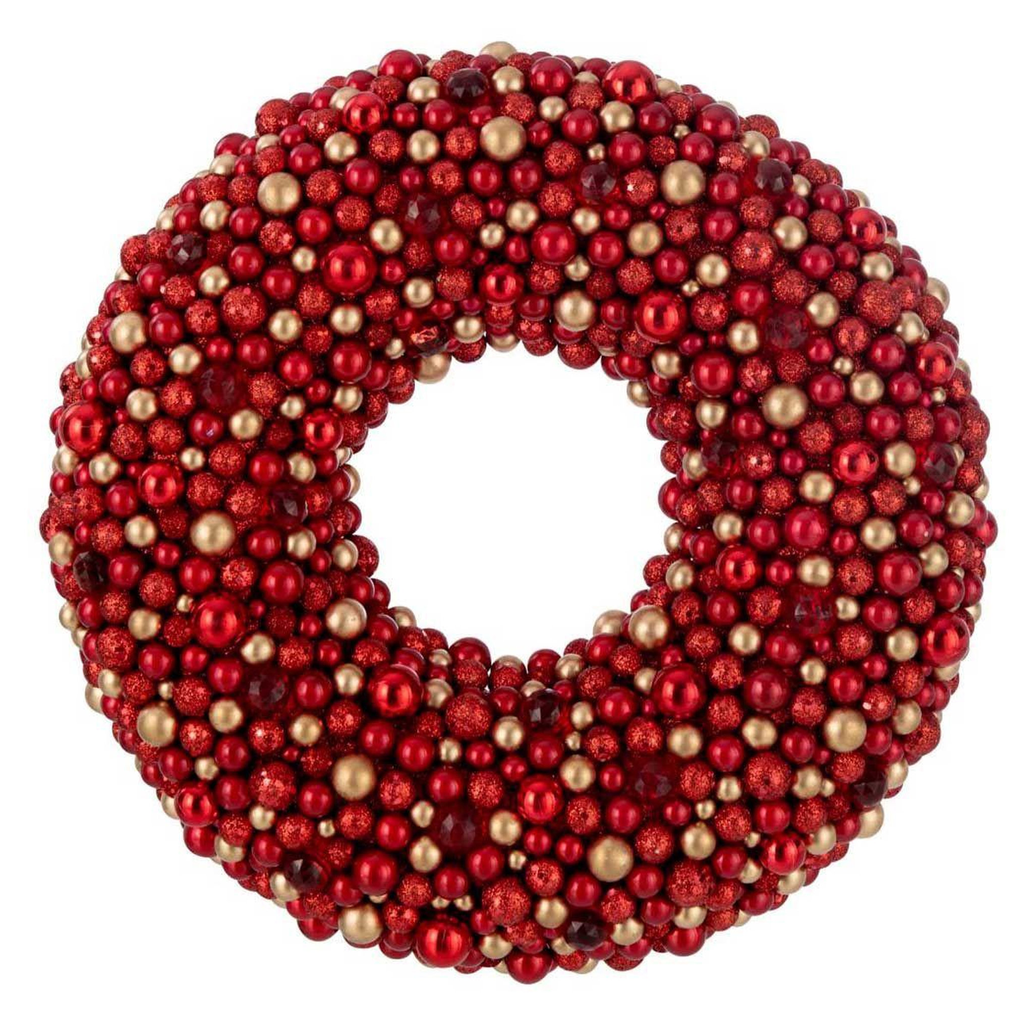 J-LINE Couronne de noël boules  gavin  50cm rouge