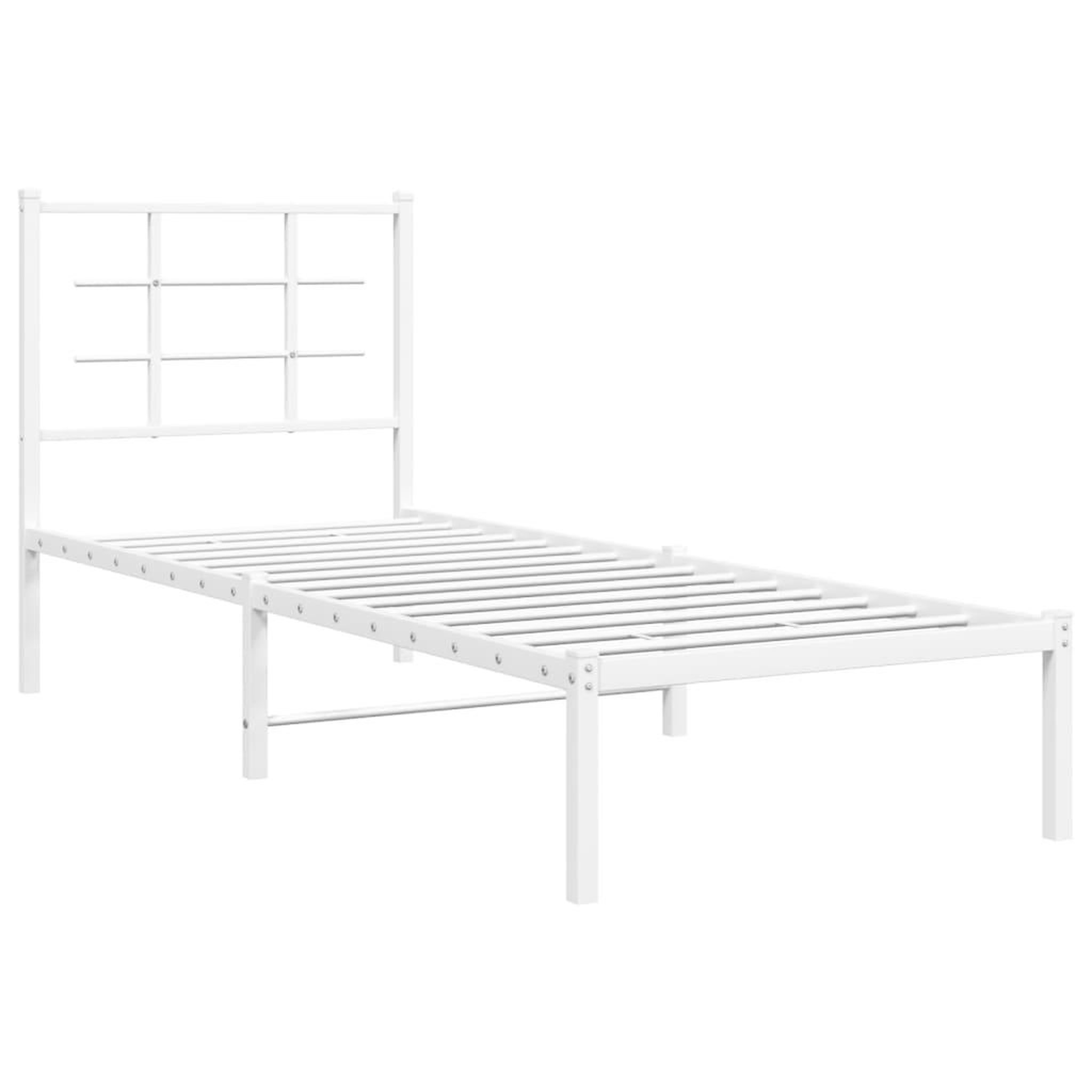 Voir la diapositive 3 : VIDAXL Cadre de lit metal sans matelas avec tete de lit blanc 80x200cm