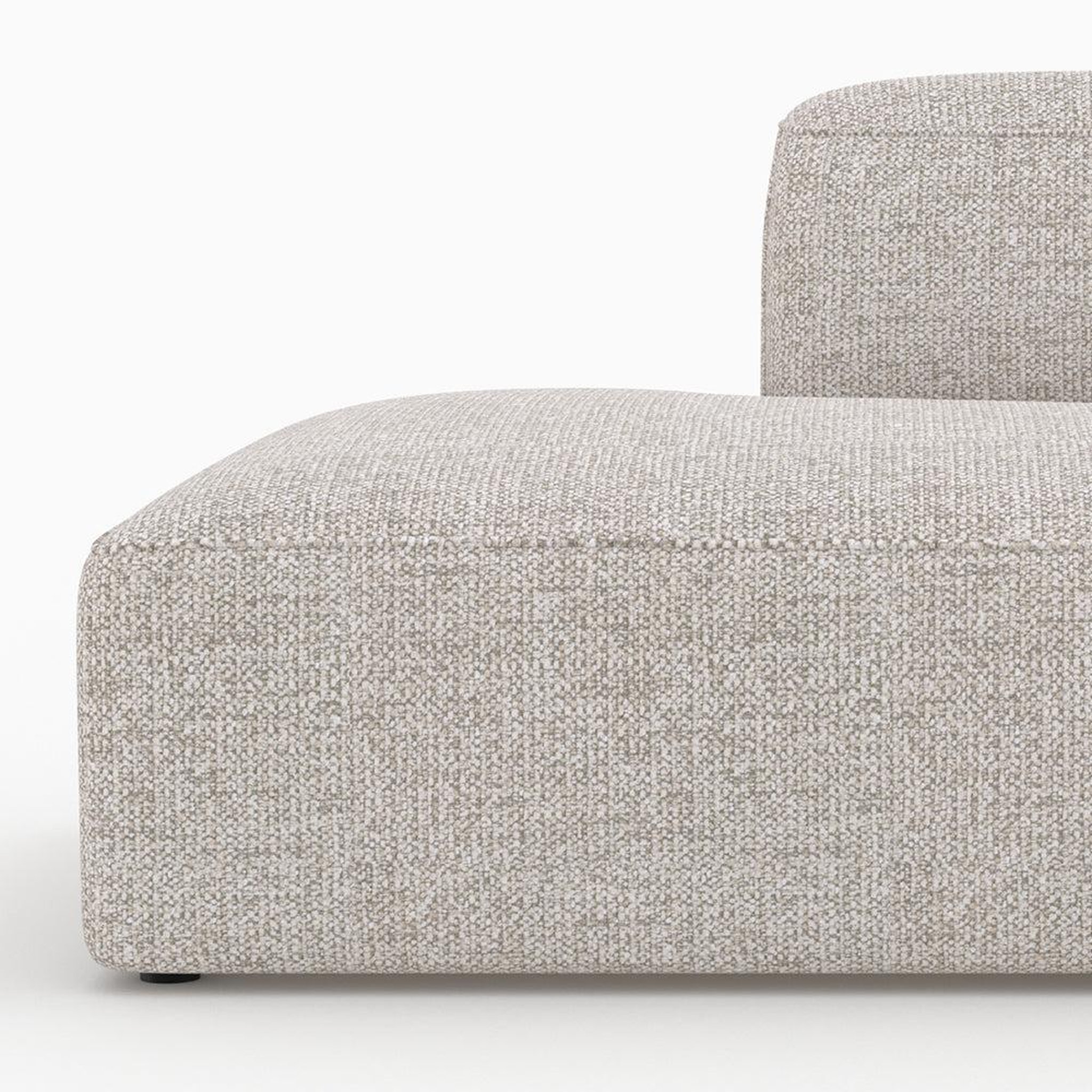 Voir la diapositive 3 : MAISON PAVANE Canapé d'angle droit modulable en tissu beige 4 places avec 2 poufs-hestia