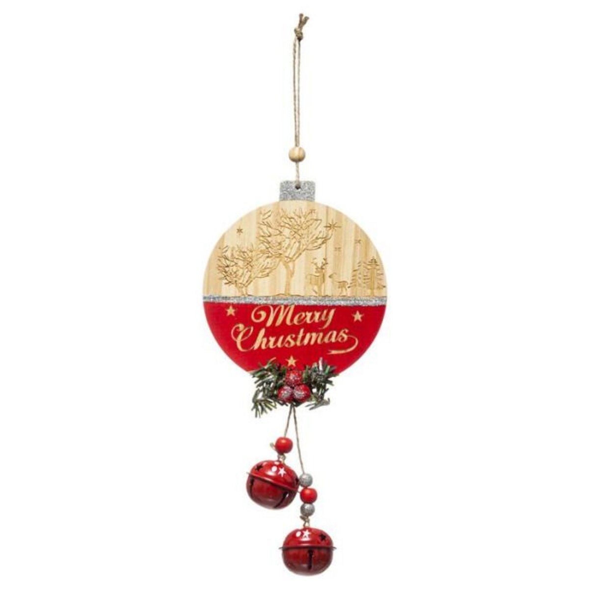 FEERIC LIGHT & CHRISTMAS Sujet de Noël Boule  Étoile  33cm Rouge & Beige