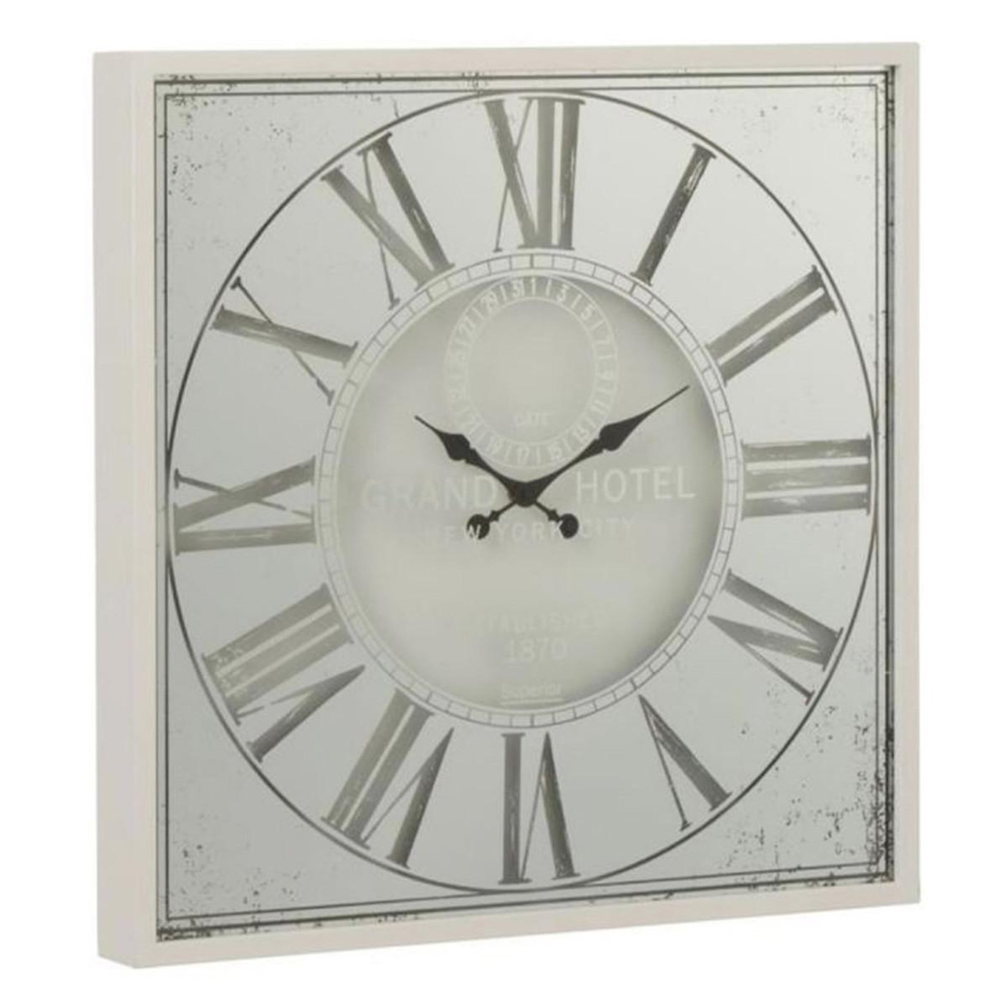 J-LINE Horloge murale en métal  carrée  60cm blanc