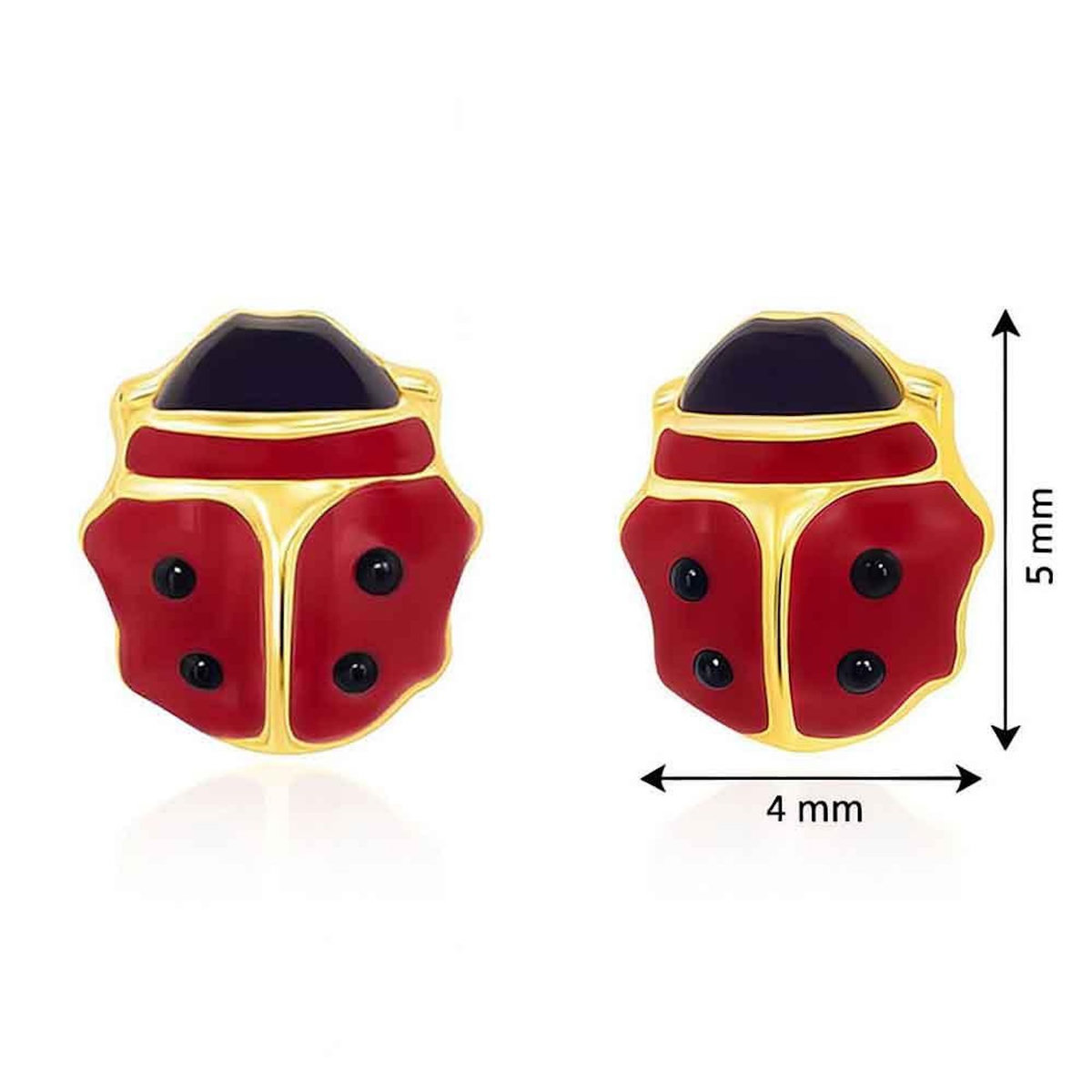 L'ATELIER D'AZUR Boucles d'Oreilles Or 18 Carats 750/000 Jaune - Coccinelles - Enfant