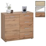 IDIMEX Buffet CHICAGO avec 4 tiroirs et 1 porte, en mélaminé. Coloris disponibles : Bicolore, Marron