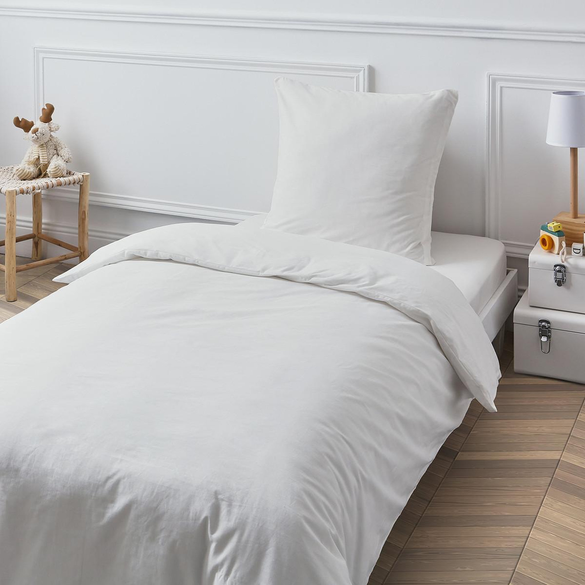 Voir la diapositive 3 : FUTURE HOME Drap housse en coton 57 fils uni bonnet 25cm