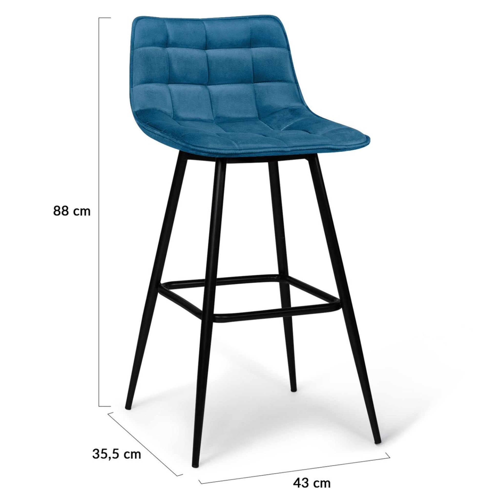 Voir la diapositive 6 : ID MARKET Lot de 4 tabourets de bar mady en velours mix color bleu, gris clair, gris foncé, jaune