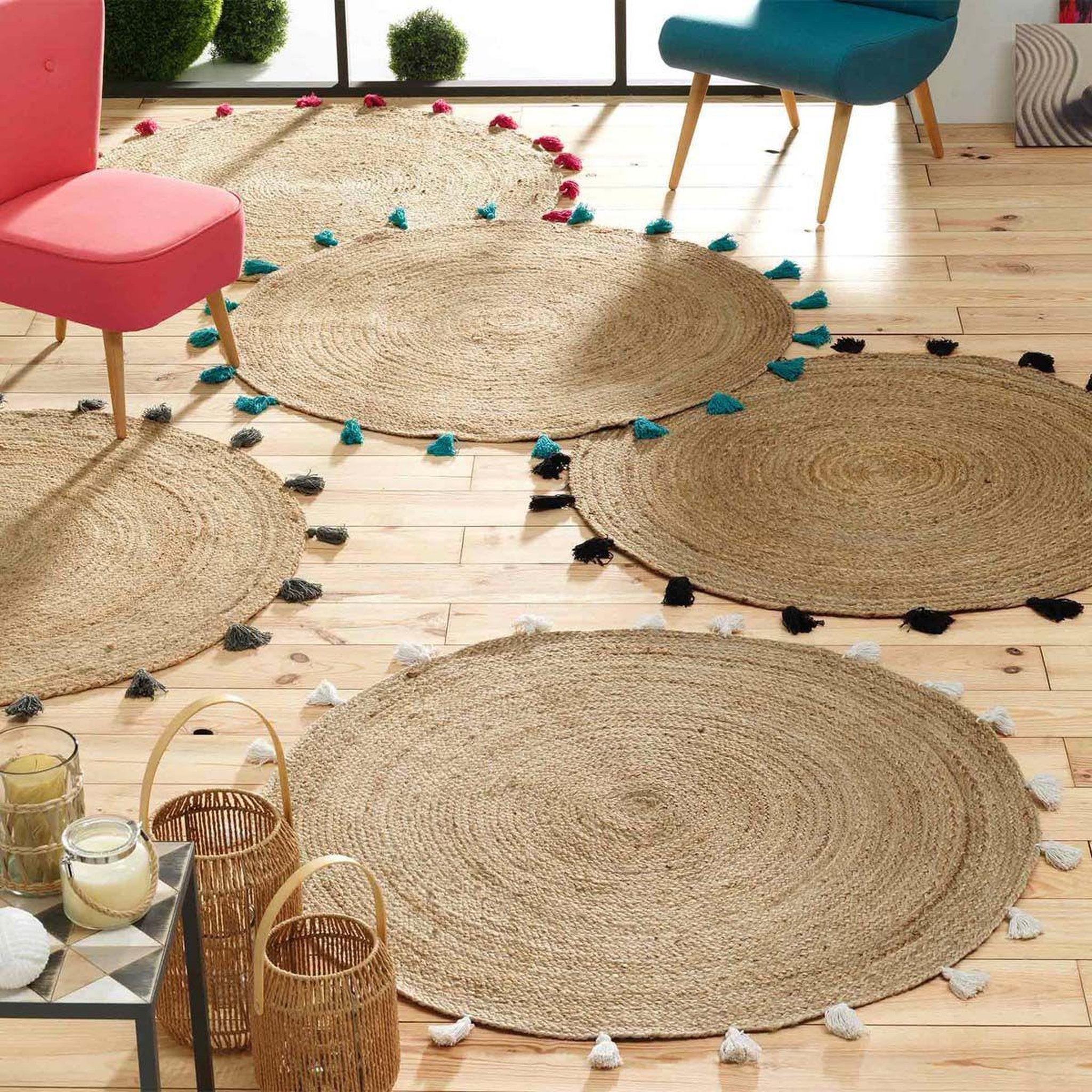 Voir la diapositive 4 : Douceur d'Intérieur Tapis rond déco en jute  shira  120cm blanc