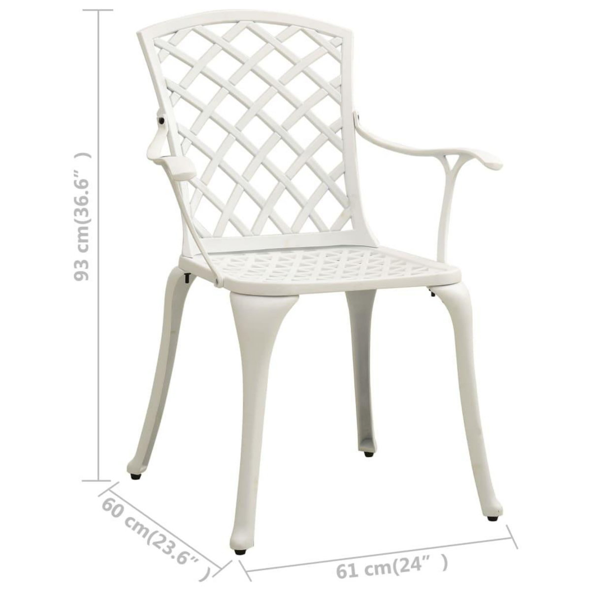 VIDAXL Chaises de jardin lot de 4 Aluminium coule Blanc