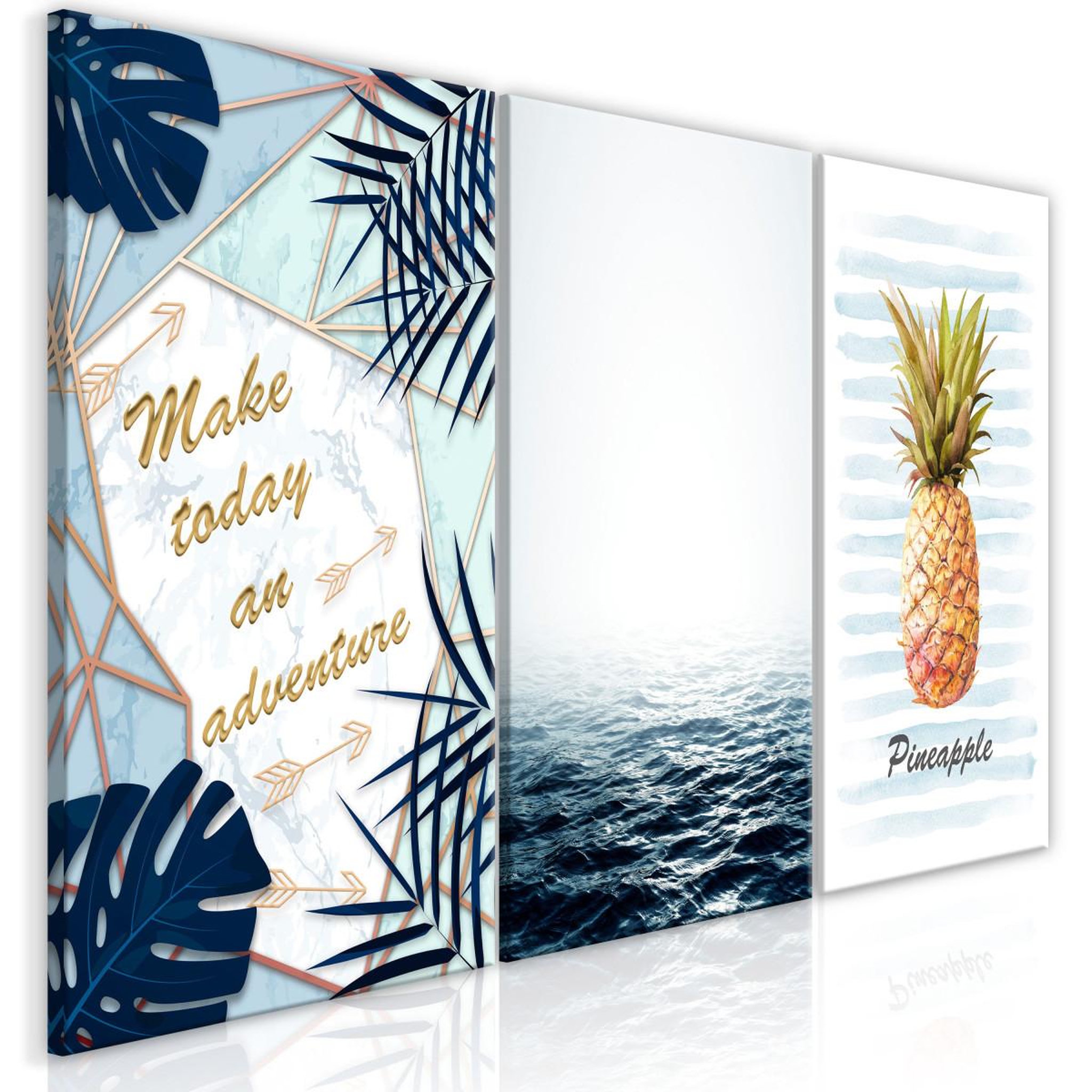 Paris Prix Tableau imprimé  pineapple quote 3 panneaux  60x120cm