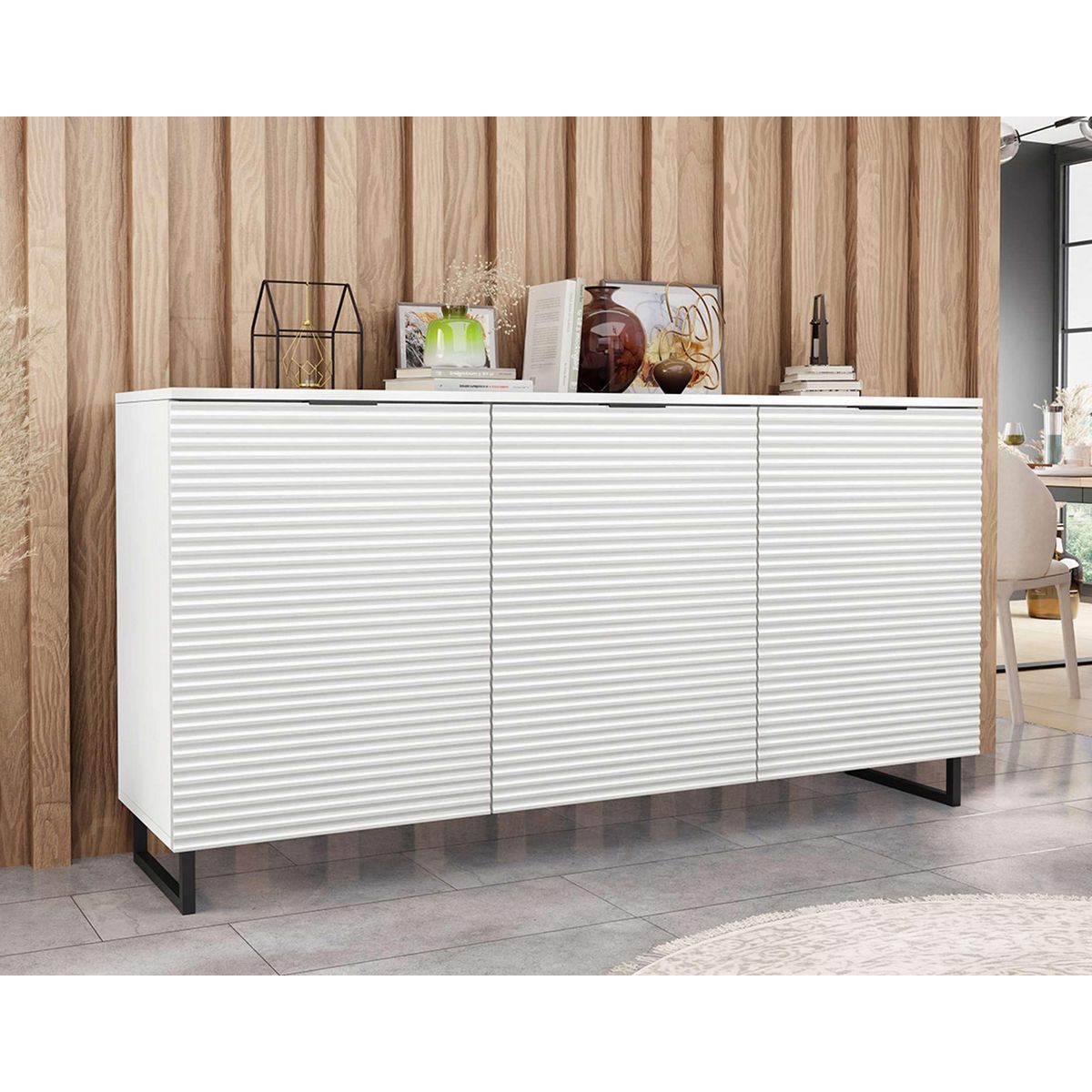 BEST MOBILIER Barbara - buffet bas - blanc - 150 cm