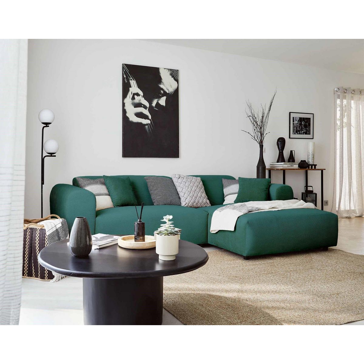 LISA DESIGN Aumance - canapé d'angle droit 4 places - en velours côtelé