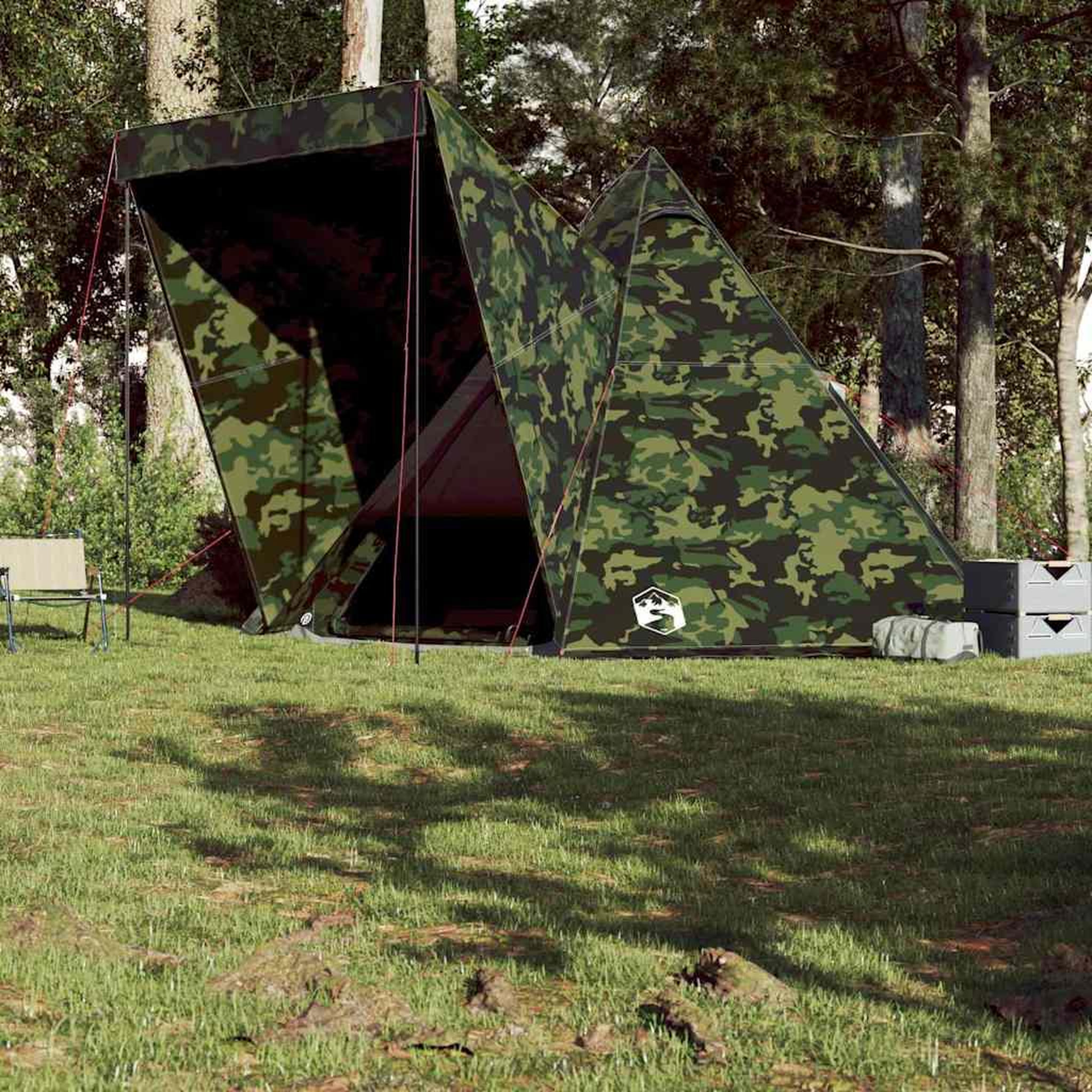 Voir la diapositive 4 : VIDAXL Tente familiale tipi 6 personnes camouflage impermeable
