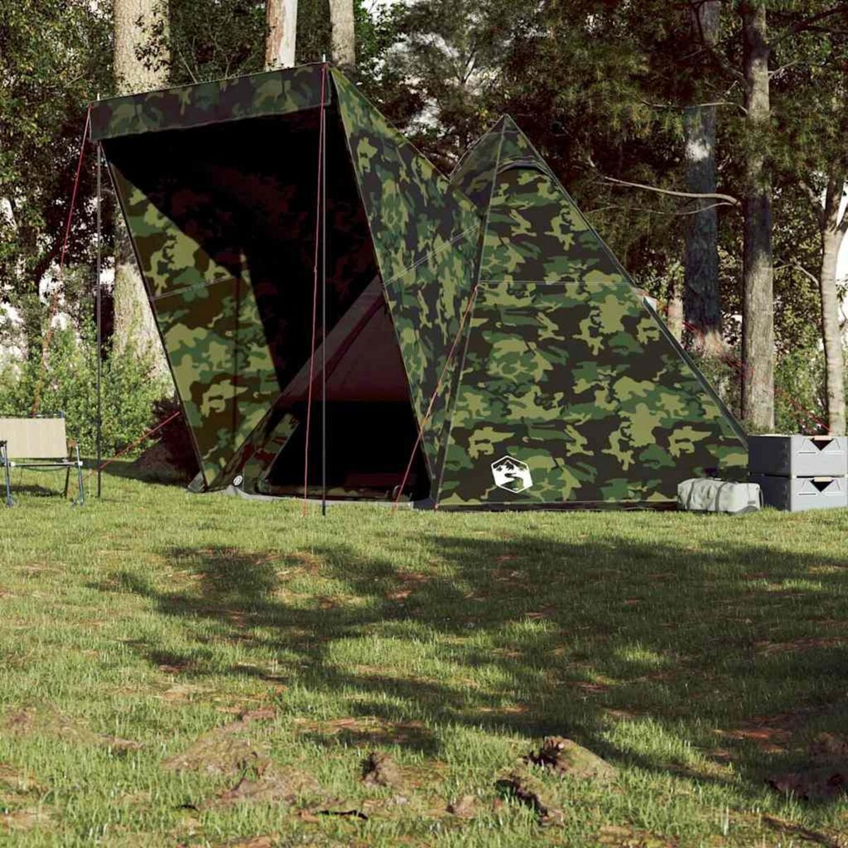 VIDAXL Tente familiale tipi 6 personnes camouflage impermeable