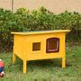 Voir la diapositive 2 : PAWHUT Maison niche pour chat sur pied toit bitumé ouvrant porte fenêtre bois verni