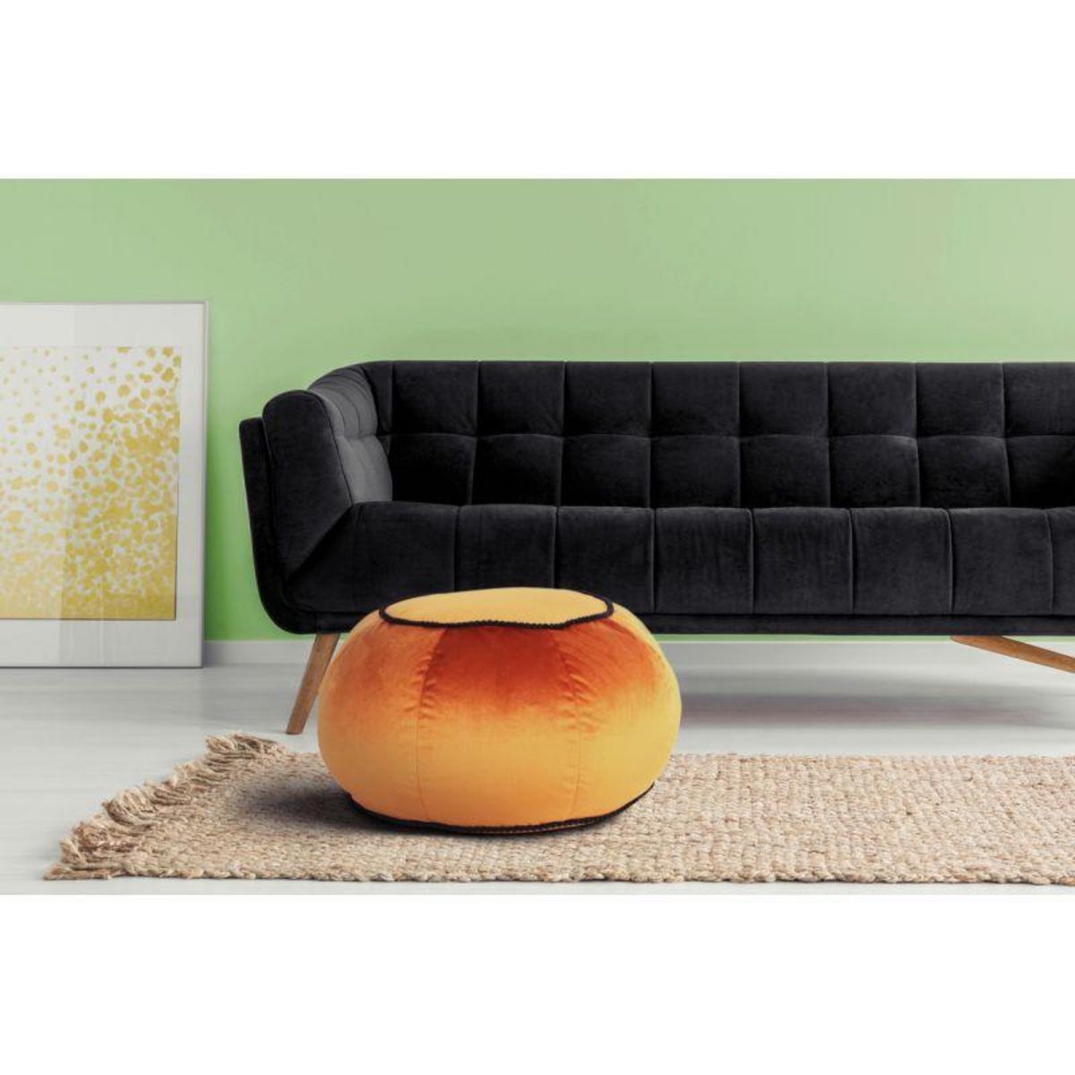 Paris Prix Pouf Rond en Velours  Taj Mahal  65cm Bronze