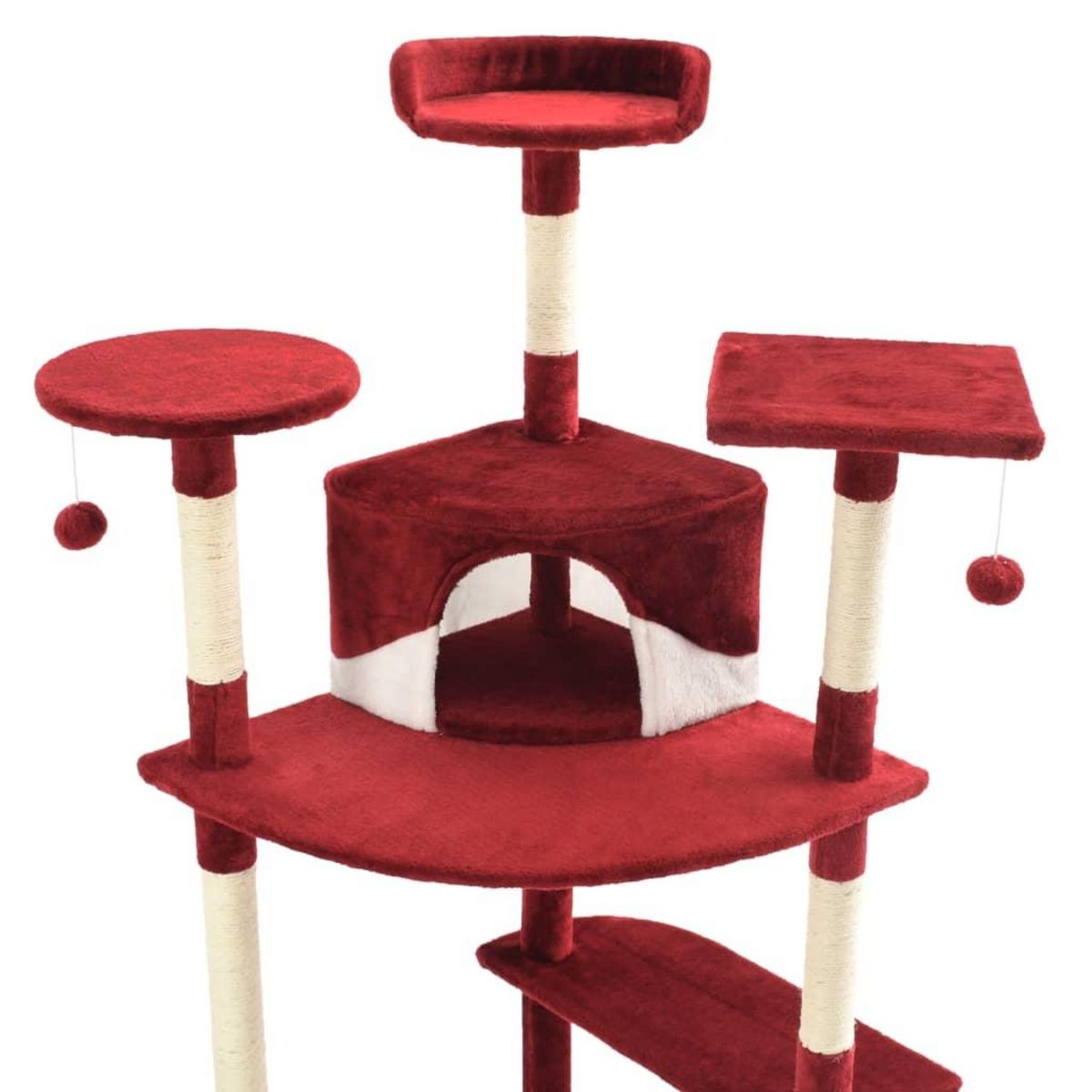 VIDAXL Arbre a chat avec griffoirs en sisal 203 cm Rouge et Blanc