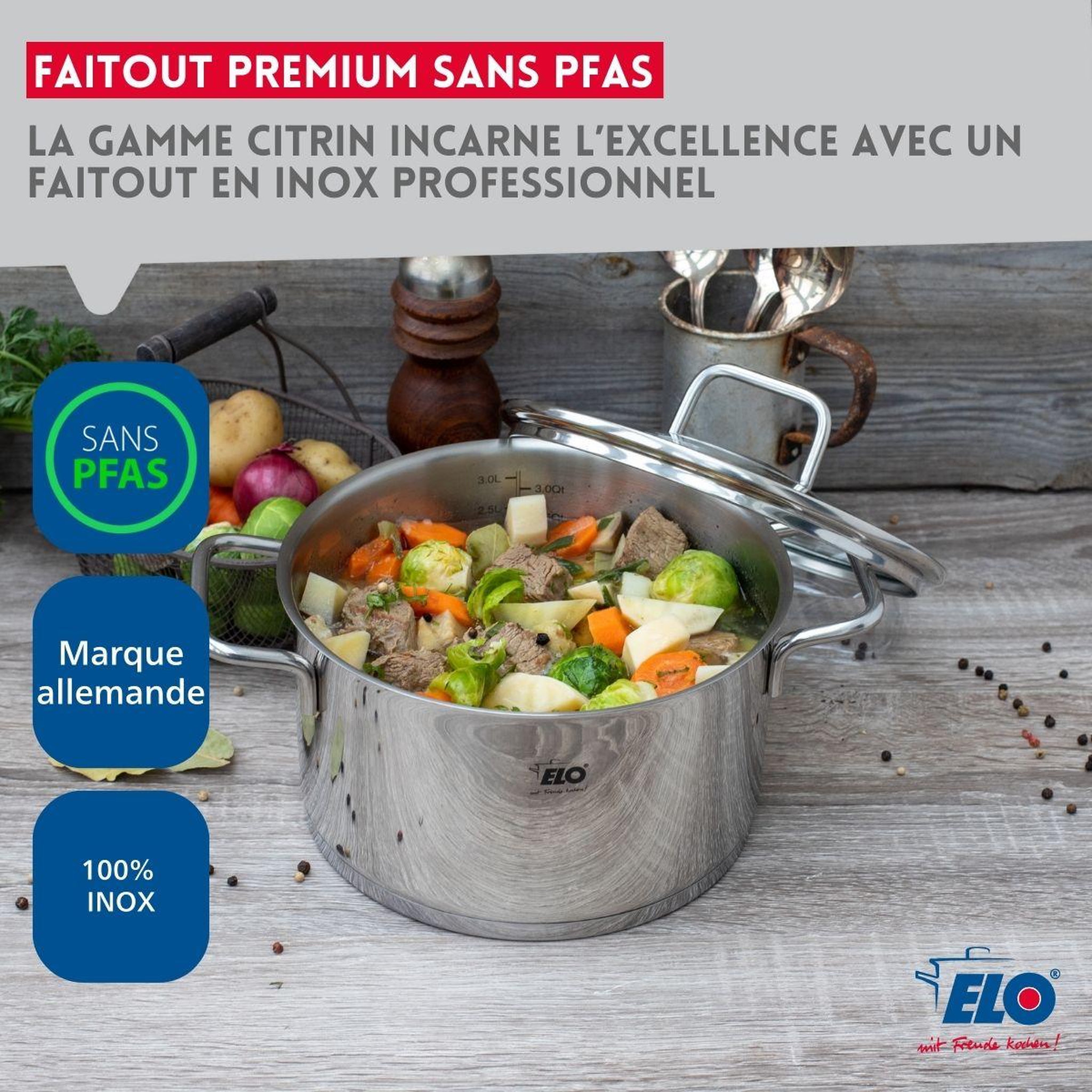 Voir la diapositive 4 : ELO Faitout en inox 20 cm de 3,4 litres elo citrin