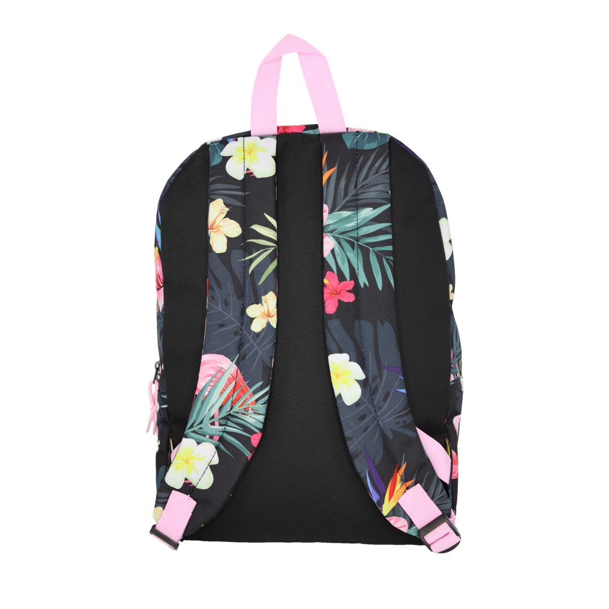 Sac à dos 1 compartiment noir à fleurs