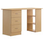 Voir la diapositive 1 : HOMCOM Bureau informatique table multi-fonctions 3 tiroirs 2 étagères dim. 120L x 49l x 72H cm MDF aspect bois clair