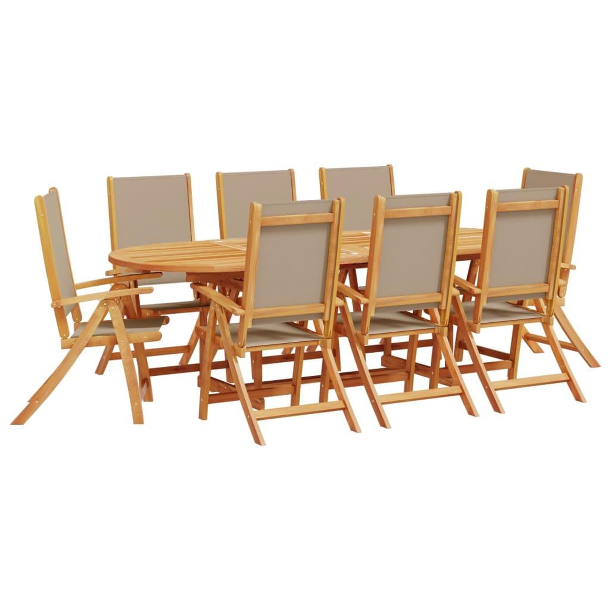 Voir la diapositive 2 : VIDAXL Ensemble a manger de jardin 9pcs bois d'acacia solide textilene