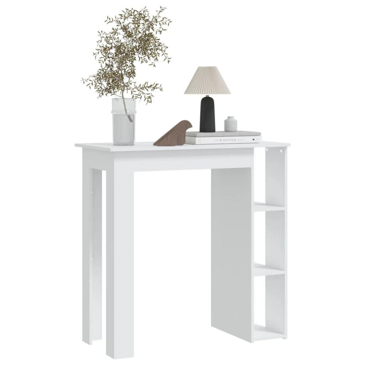 VIDAXL Table de bar et etagere Blanc 102x50x103,5 cm Bois d'ingenierie