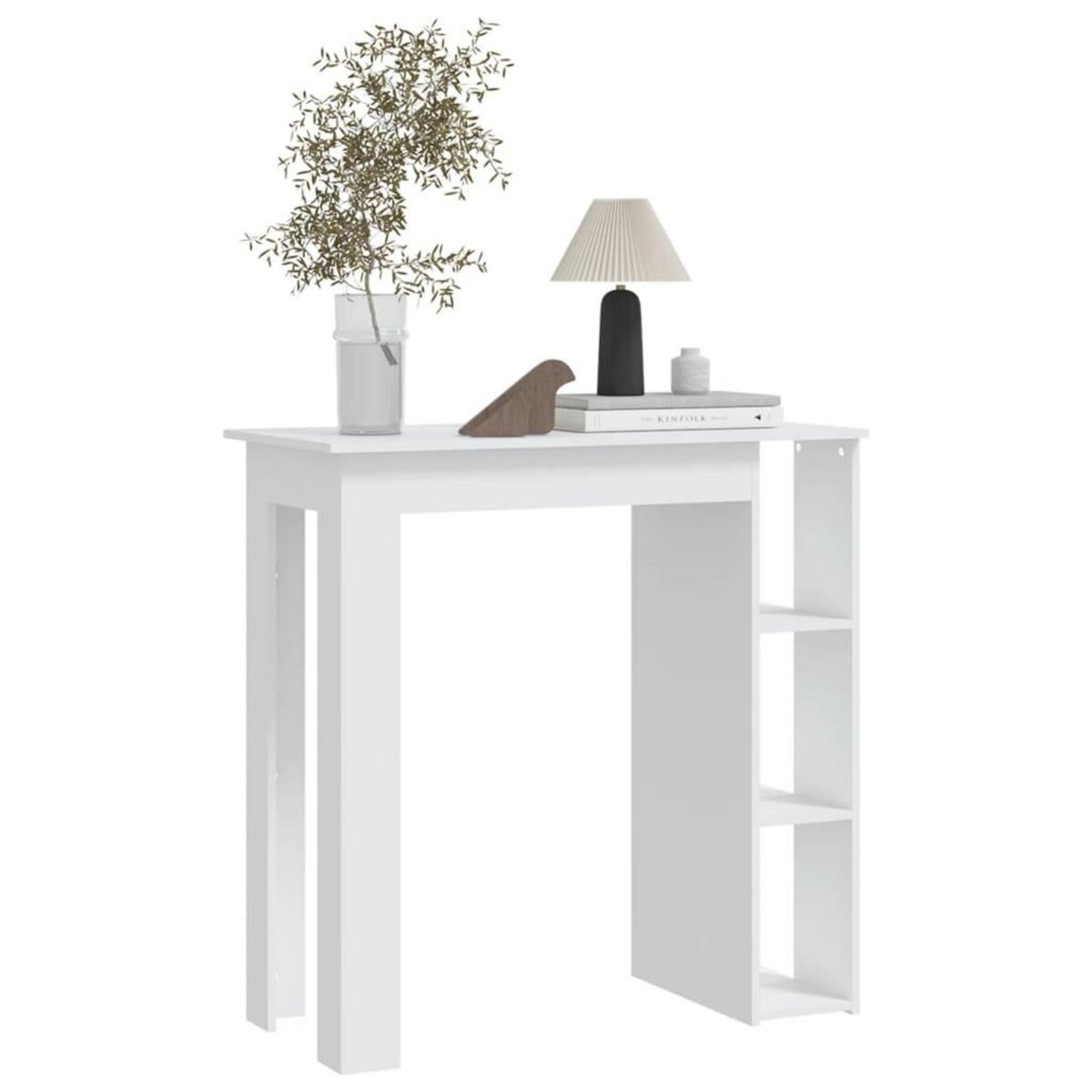 VIDAXL Table de bar et etagere Blanc 102x50x103,5 cm Bois d'ingenierie