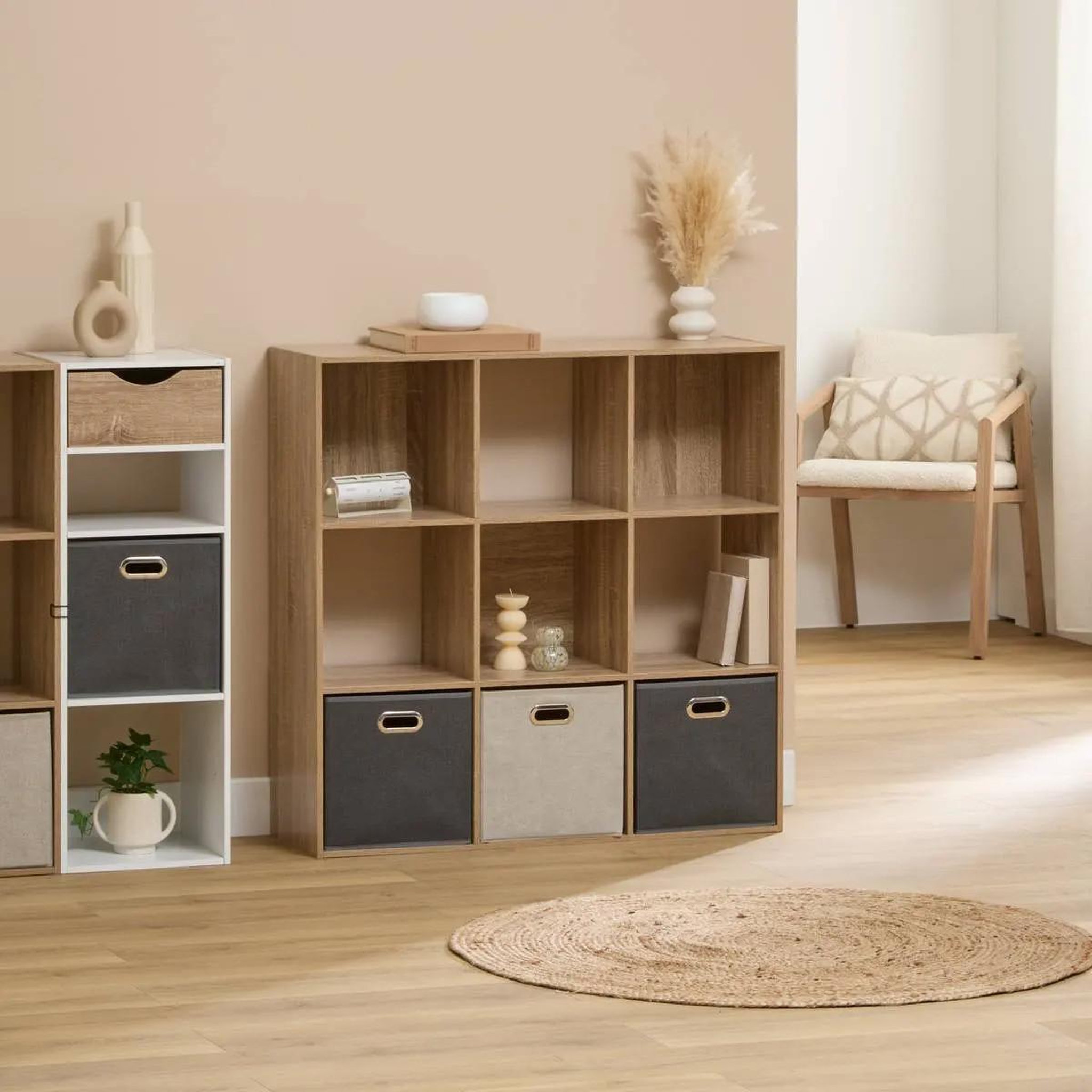 Voir la diapositive 2 : Paris Prix Étagère 9 Cases  Mix n'Modul  100cm Naturel