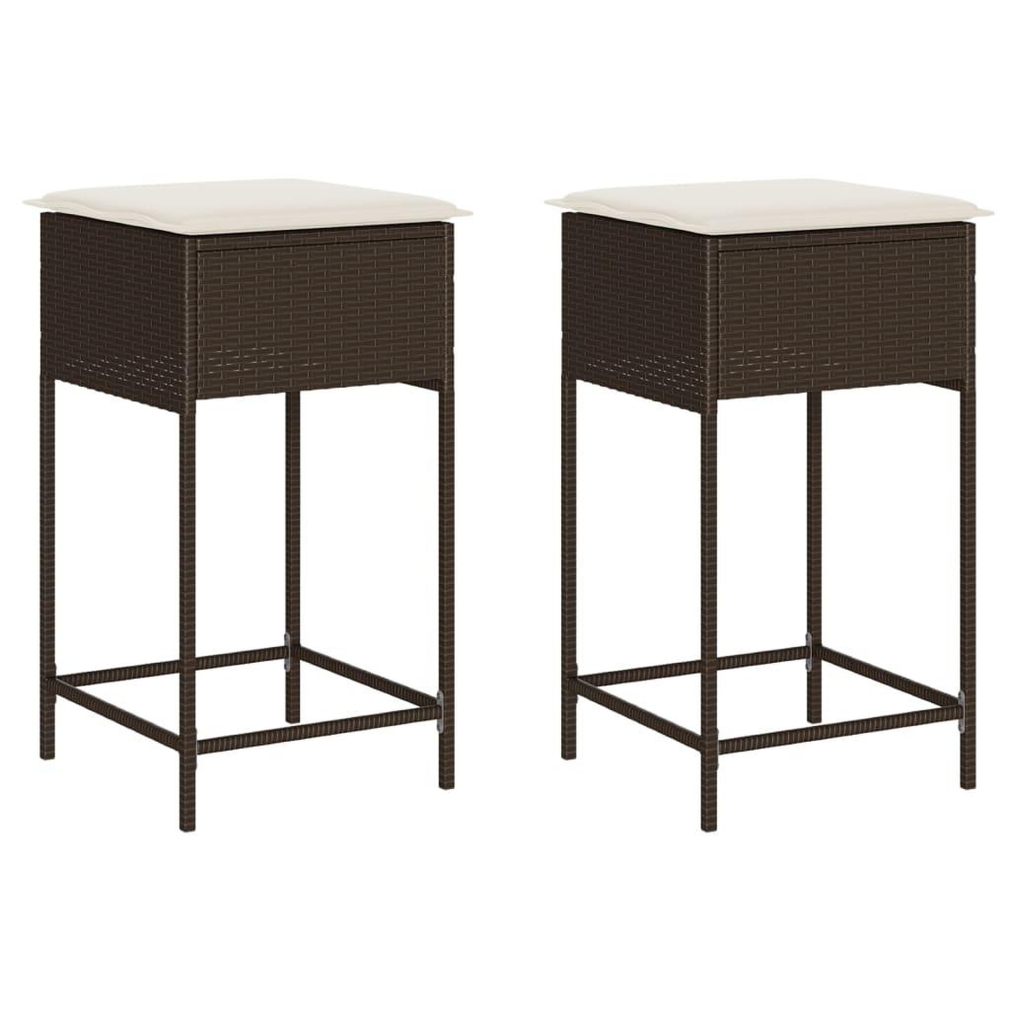 Voir la diapositive 2 : VIDAXL Tabourets de bar jardin coussins lot de 2 marron resine tressee