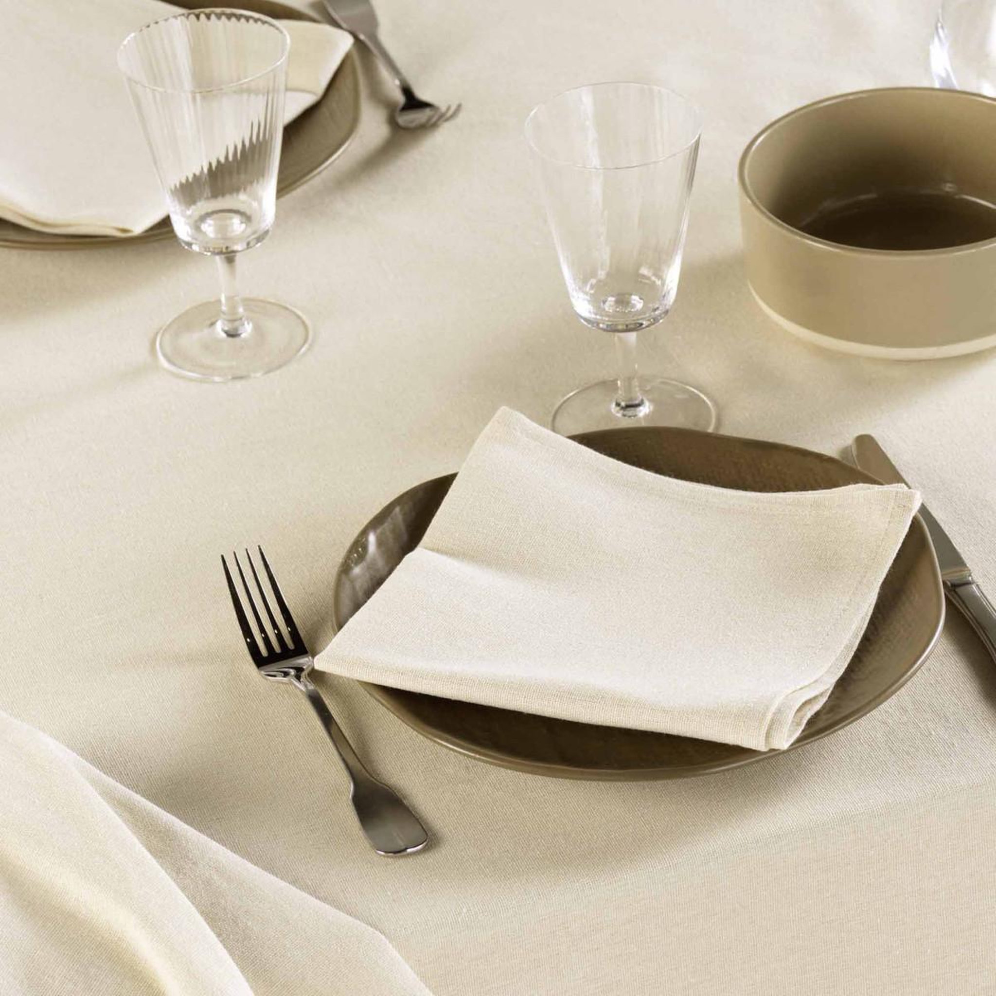 Voir la diapositive 3 : Douceur d'Intérieur Lot de 3 serviettes de table  serafine  40x40cm naturel