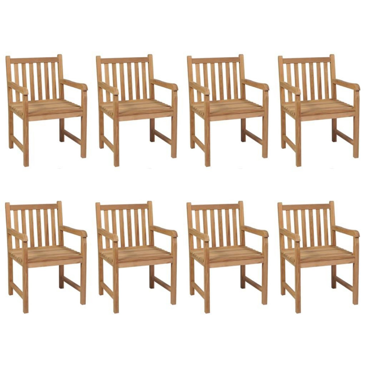 VIDAXL Chaises de jardin lot de 8 avec coussins bleu Bois teck solide