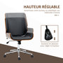 Voir la diapositive 4 : VINSETTO Chaise de bureau manager design vintage pivotante hauteur réglable bois peuplier acier chromé revêtement mixte synthétique tissu noir