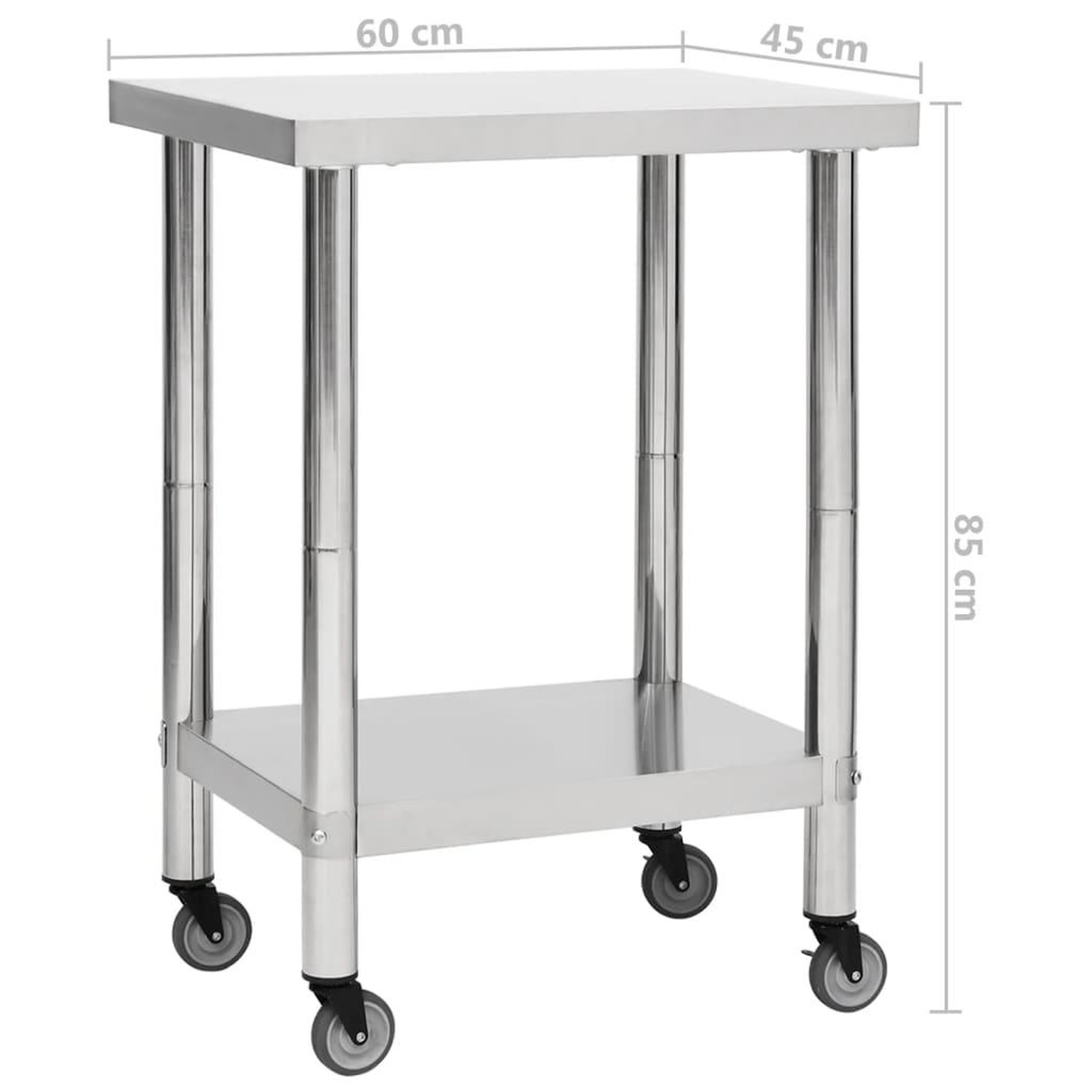 Voir la diapositive 6 : VIDAXL Table de travail de cuisine avec roues 60x45x85 cm Inox
