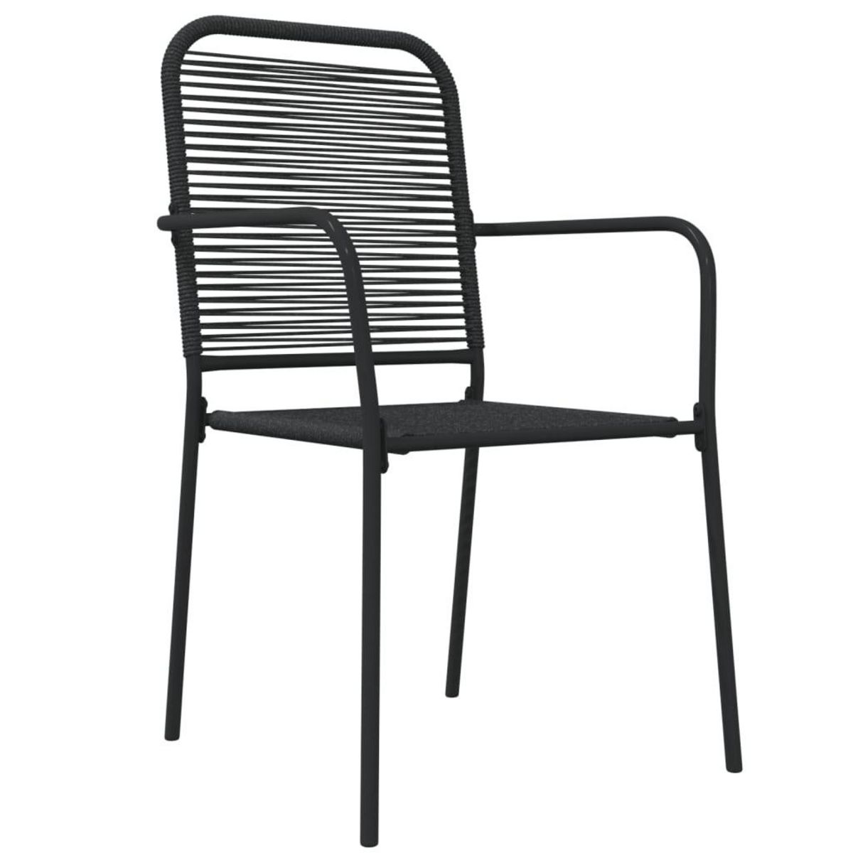 VIDAXL Ensemble a manger de jardin 7 pcs Noir Corde de coton et acier