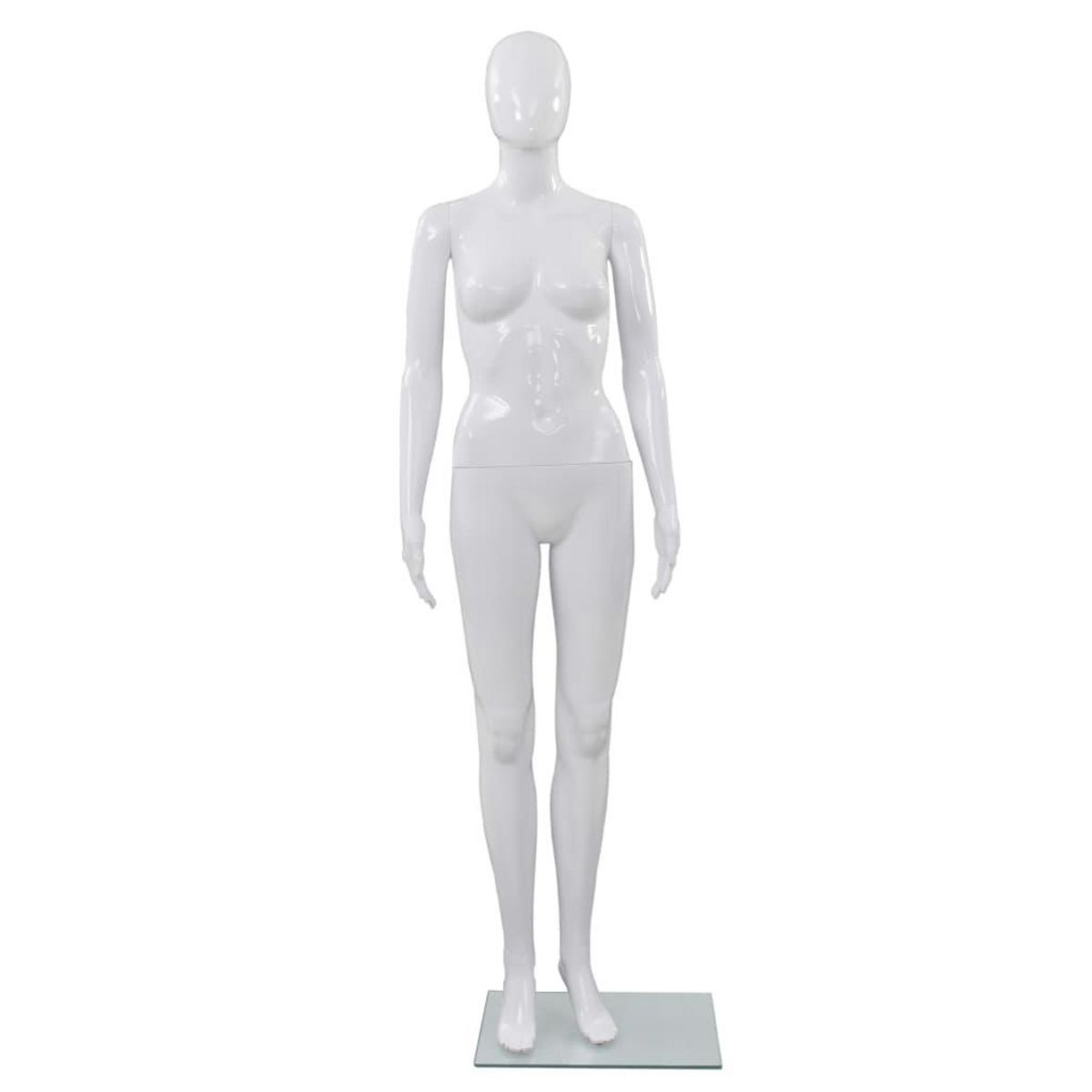 VIDAXL Mannequin femme corps complet base verre Blanc brillant 175 cm
