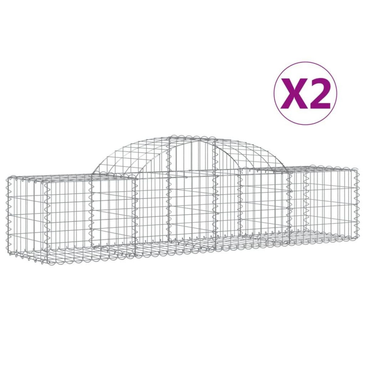 VIDAXL Paniers a gabions arques 2 pcs 200x50x40/60 cm fer galvanise