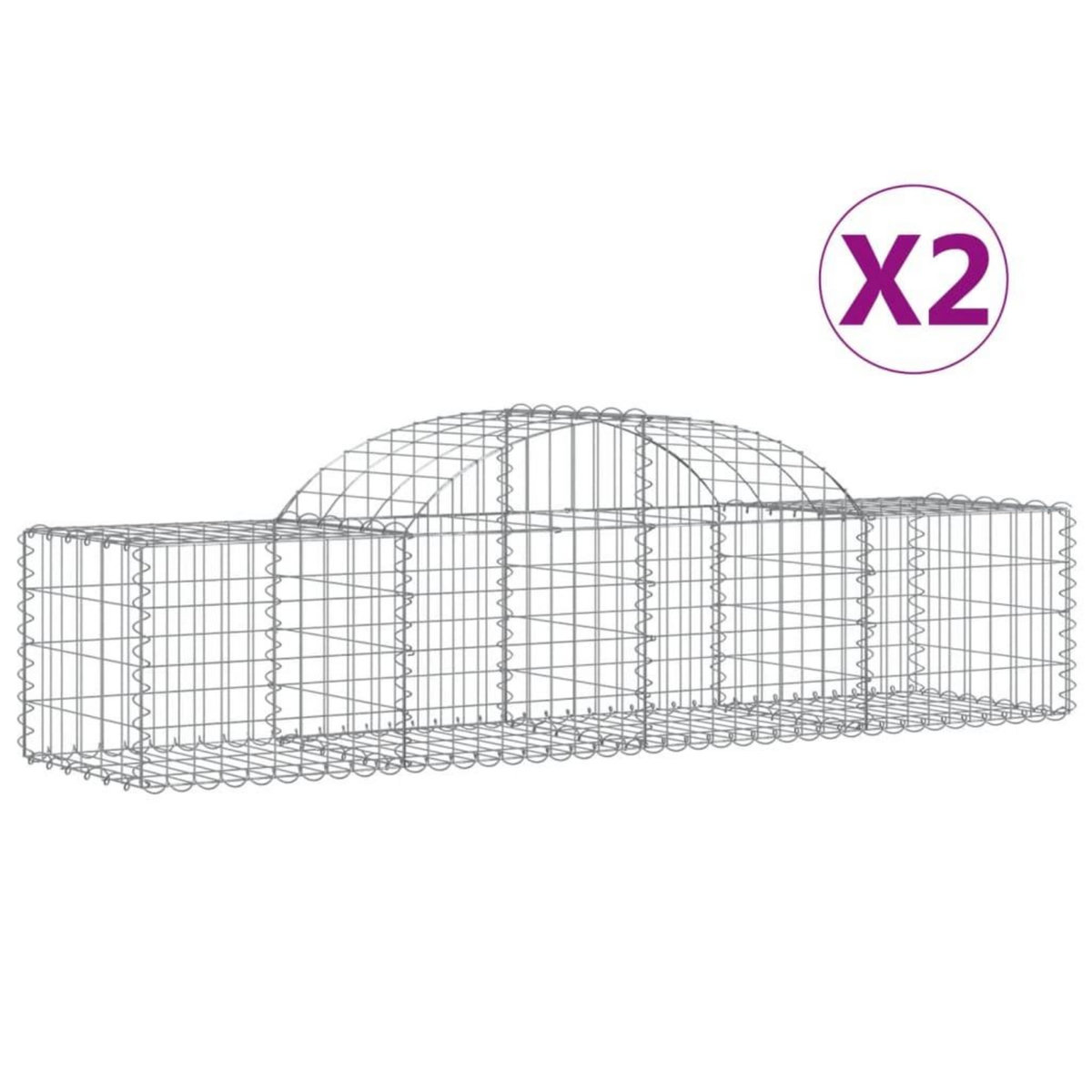 VIDAXL Paniers a gabions arques 2 pcs 200x50x40/60 cm fer galvanise
