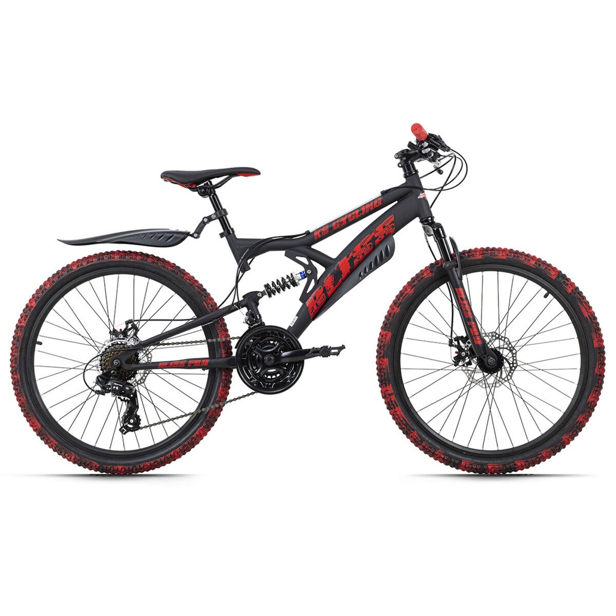 VTT enfant tout suspendu 24 Bliss Pro noir rouge TC 38 cm pas