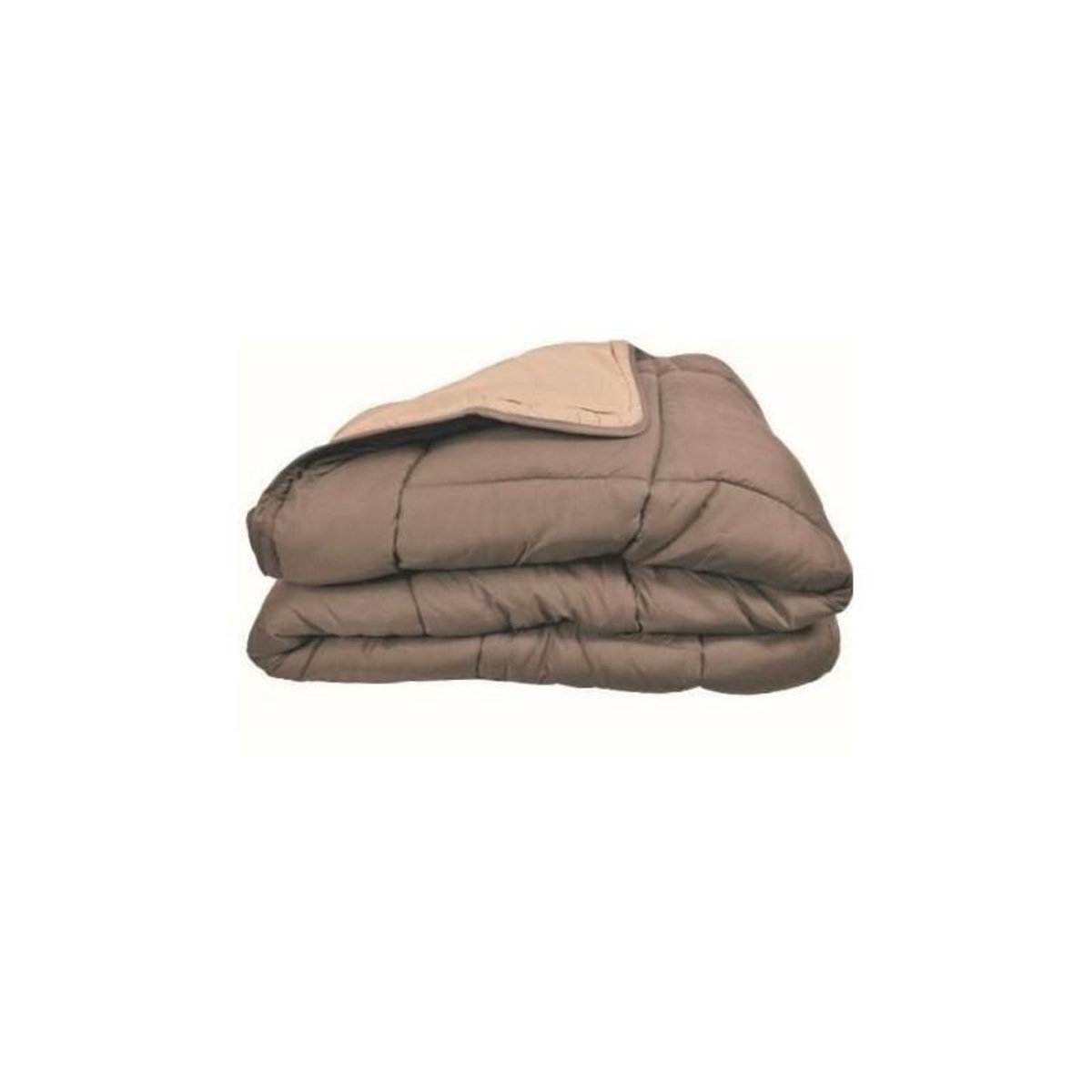 POYET MOTTE Couette chaude Microfibre 400 gr/m2 CALGARY Taupe + Lin 240x260cm