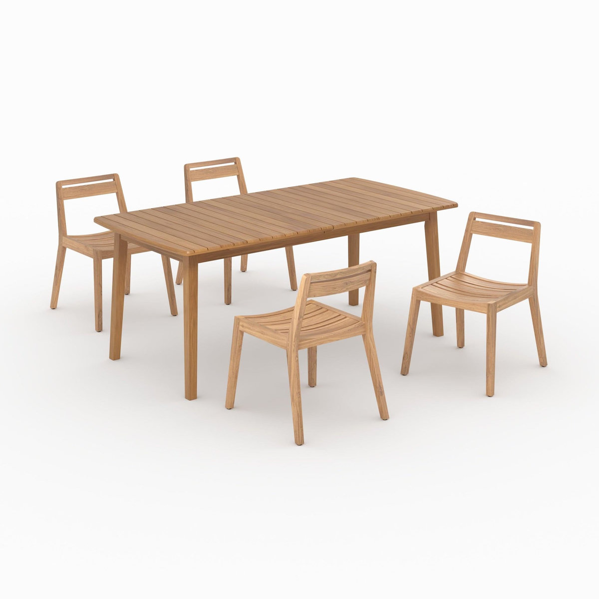 Rendez vous déco Table extensible et chaises de jardin en bois 4 personnes-Alona