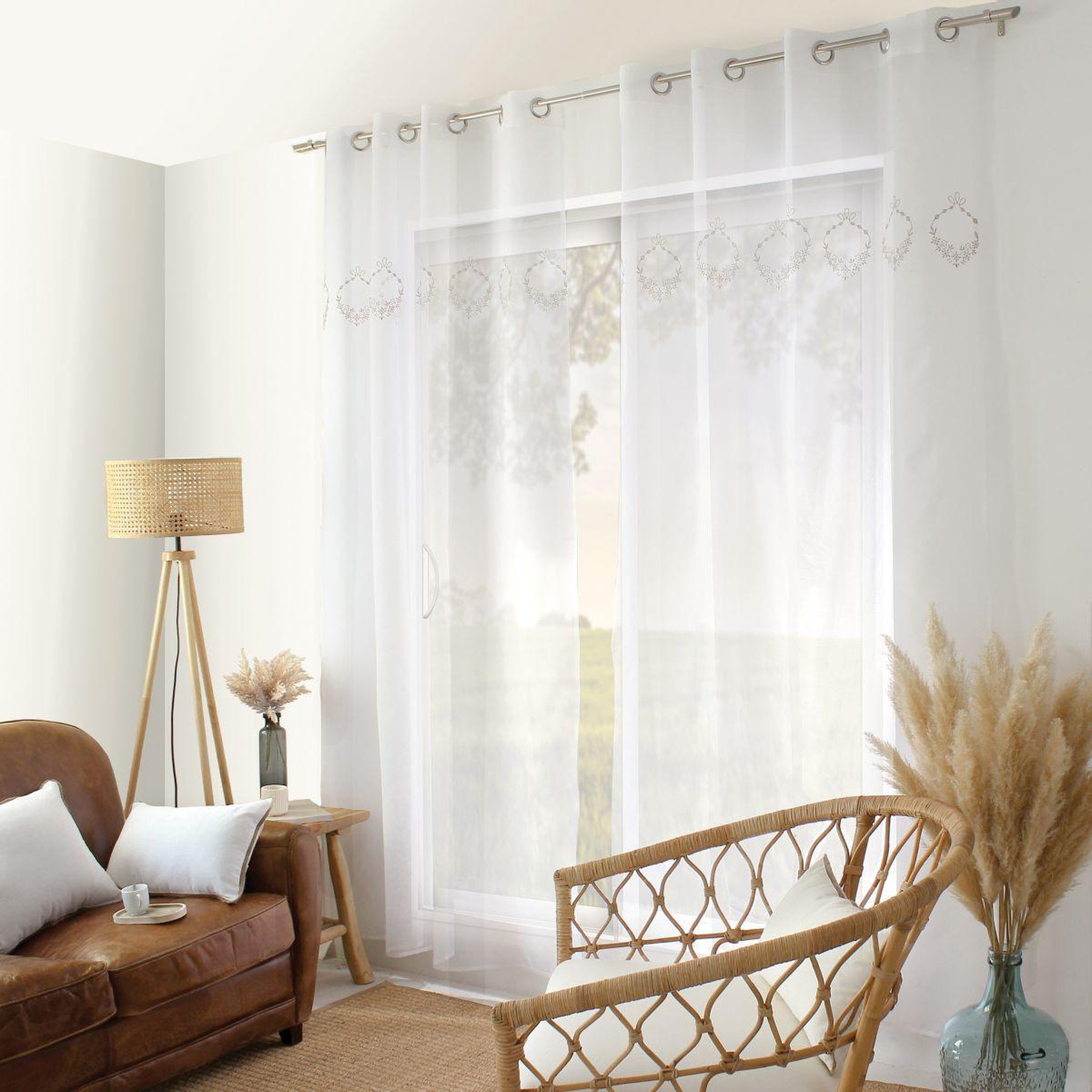 ENJOY HOME Rideau voilage brodé  sara  140x240cm beige