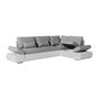 Voir la diapositive 1 : LOUNGITUDE Canapé d'angle réversible convertible SEVARA 4 places - PU blanc et tissu gris clair - Coffre de rangement - L267 x P200 x H90