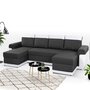 Voir la diapositive 1 : BEST MOBILIER Milan - canapé d'angle panoramique - convertible - 7 places - 2 coffres de rangement