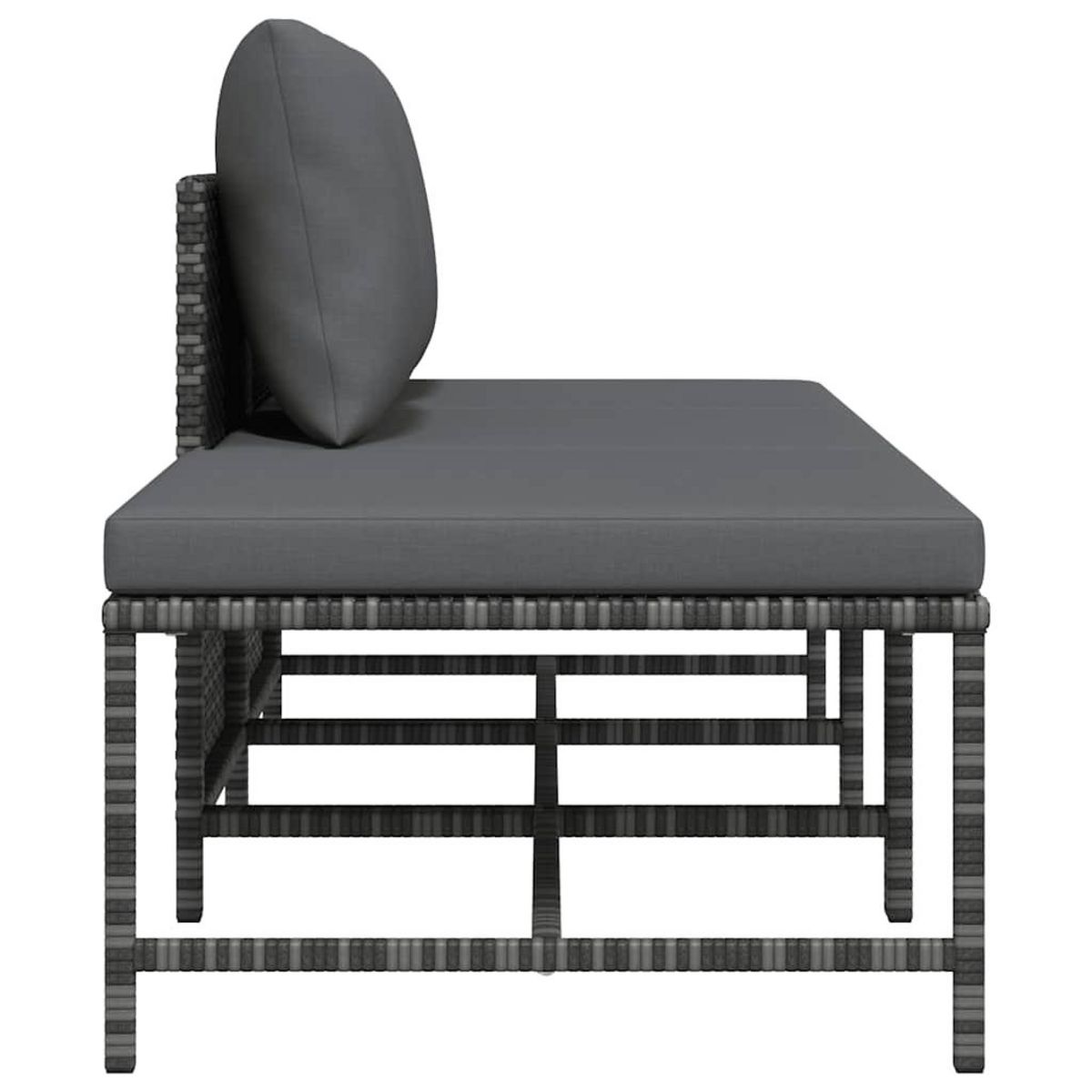 VIDAXL Salon de jardin 3 pcs avec coussins Gris Resine tressee