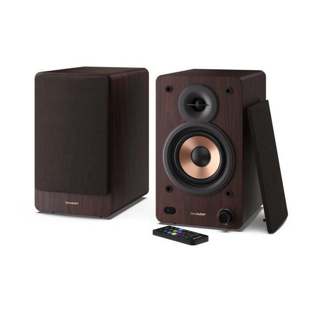 Sharp Haut-parleurs Bluetooth - SHARP - CP-SS30(BR) - Bibliotheque Marron - 2x 30W - 2 voies - Sans fil - 60W RMS