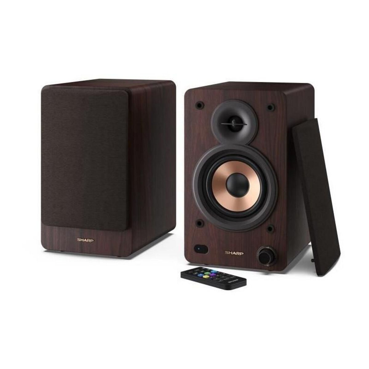 Sharp Haut-parleurs Bluetooth - SHARP - CP-SS30(BR) - Bibliotheque Marron - 2x 30W - 2 voies - Sans fil - 60W RMS