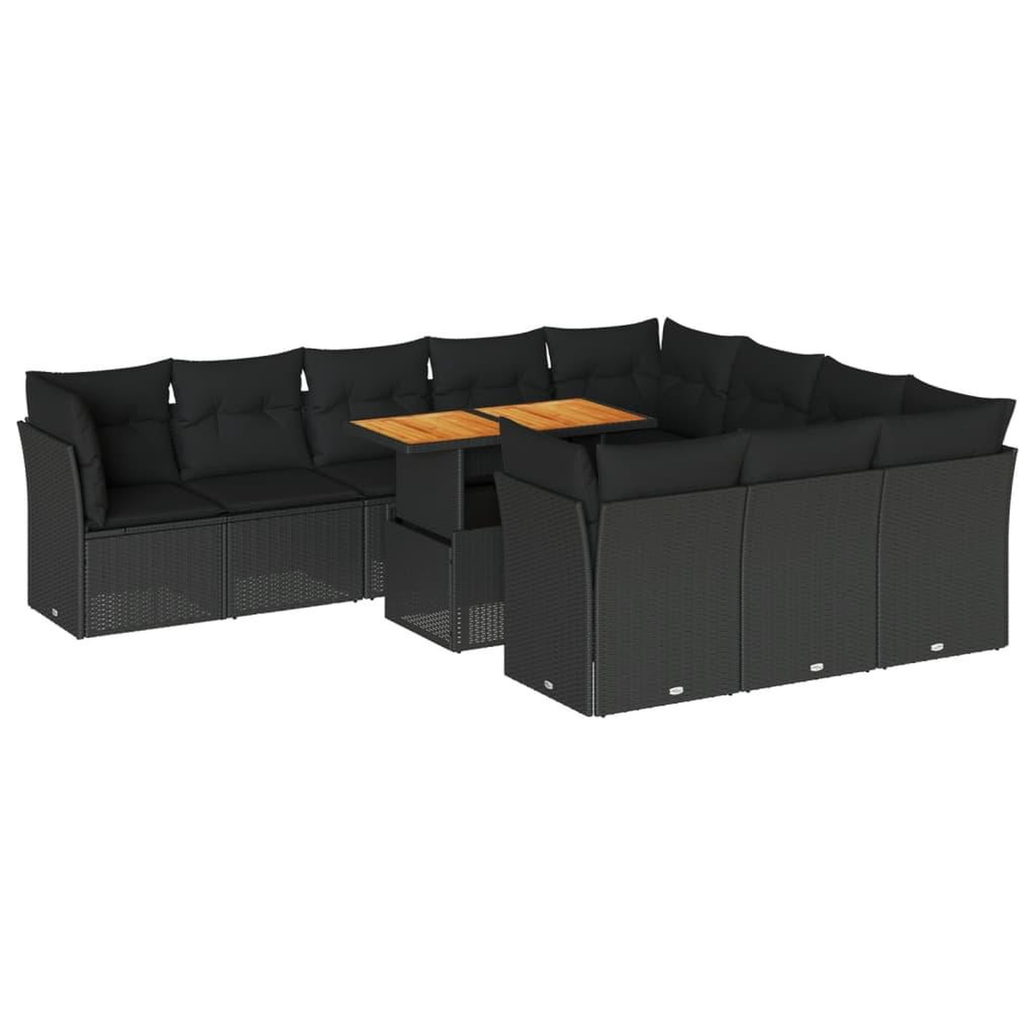 Voir la diapositive 2 : VIDAXL Salon de jardin 11 pcs avec coussins noir resine tressee