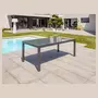 Table de jardin rectangulaire - 10/12 places - Aluminium et plateau en verre - Anthracite - TOLEDE