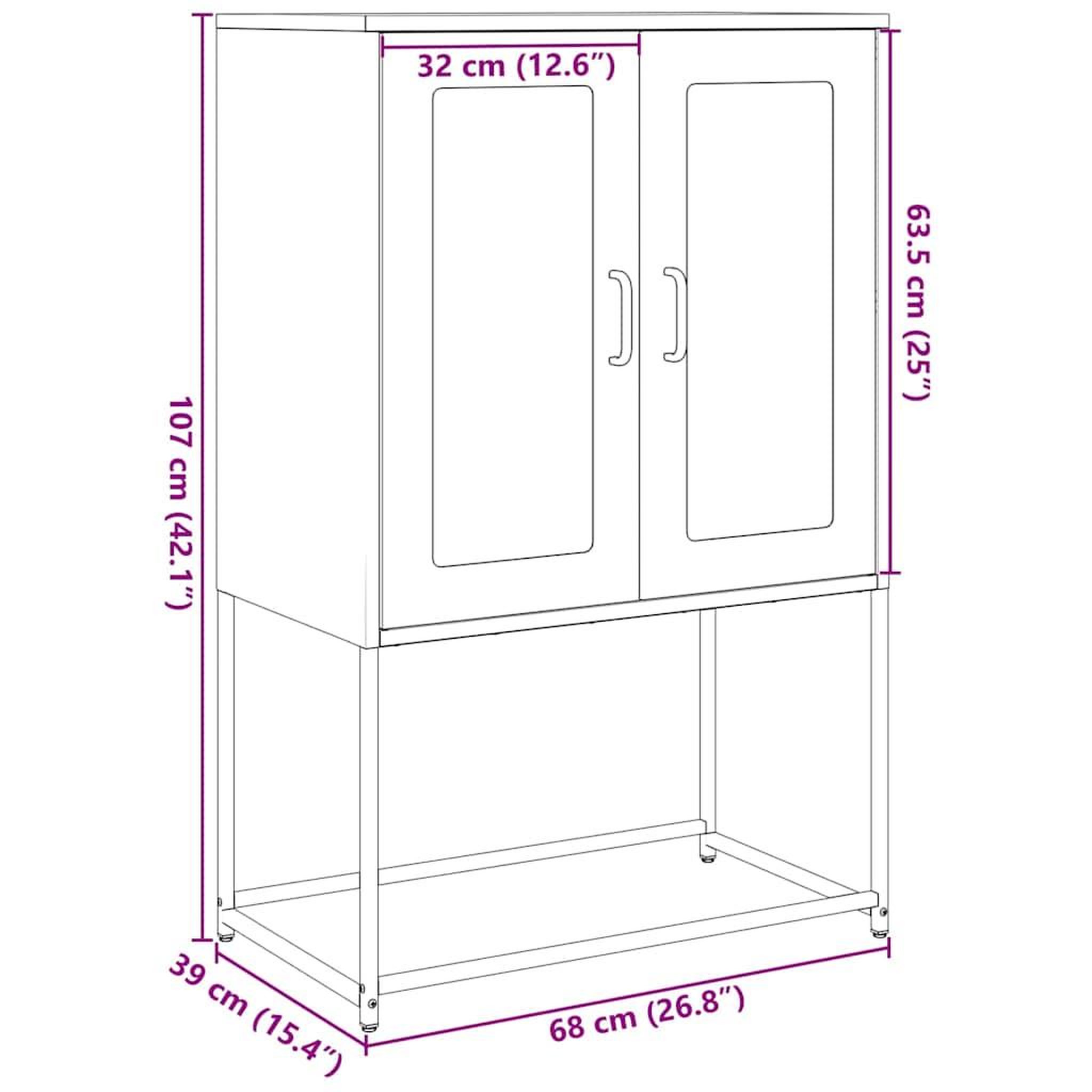 Voir la diapositive 6 : VIDAXL Buffet haut noir 68x39x107 cm acier