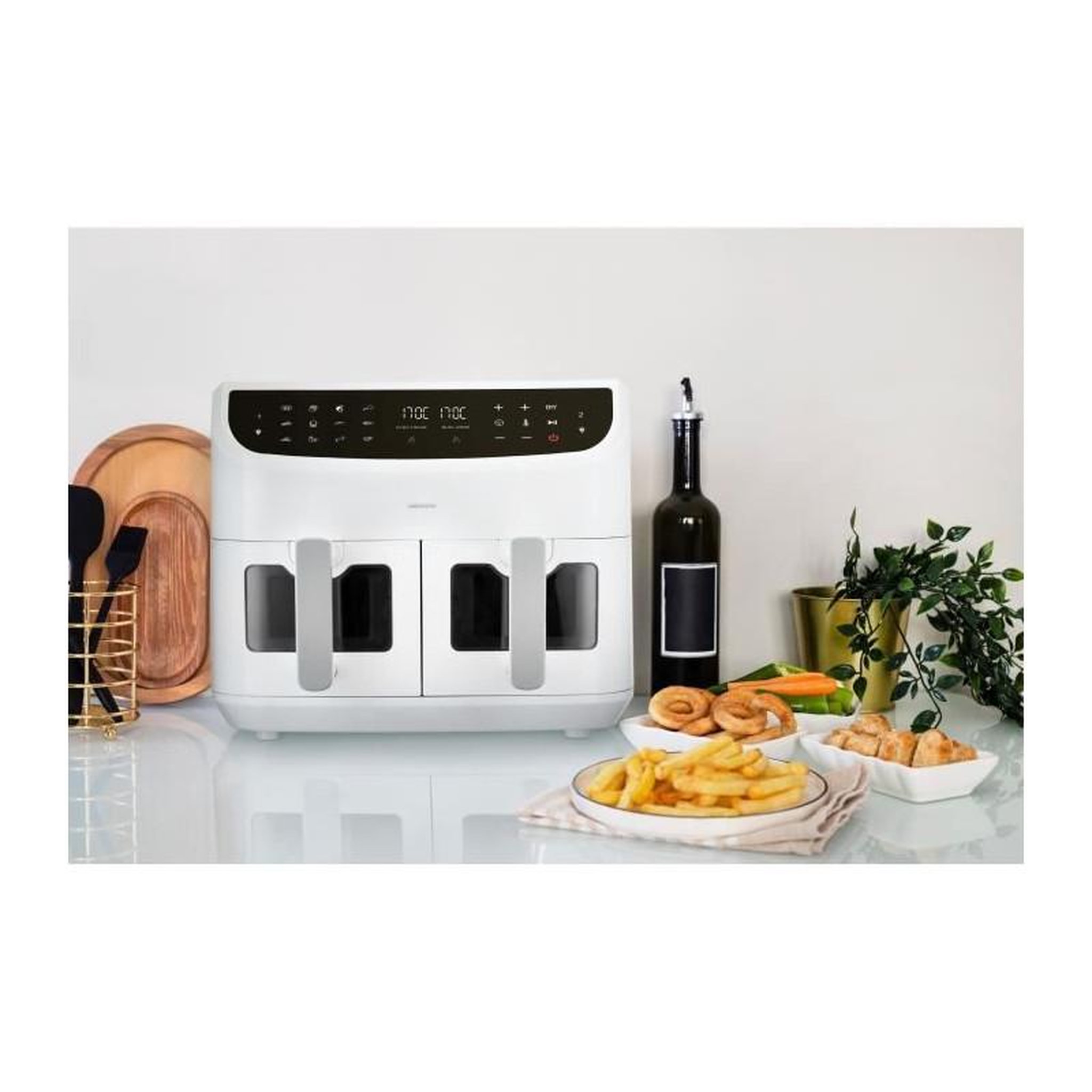 Voir la diapositive 5 : Medion Friteuse a Air Chaud - MEDION - P20 XXL Twin - 2600 W - 2 paniers - 9 programmes - Blanc