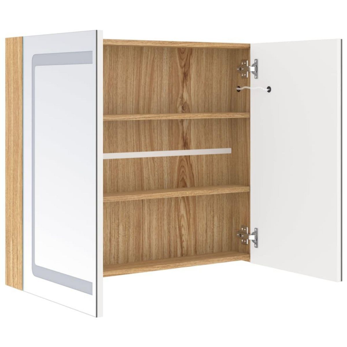 VIDAXL Armoire de salle de bain a miroir a LED Blanc et chene